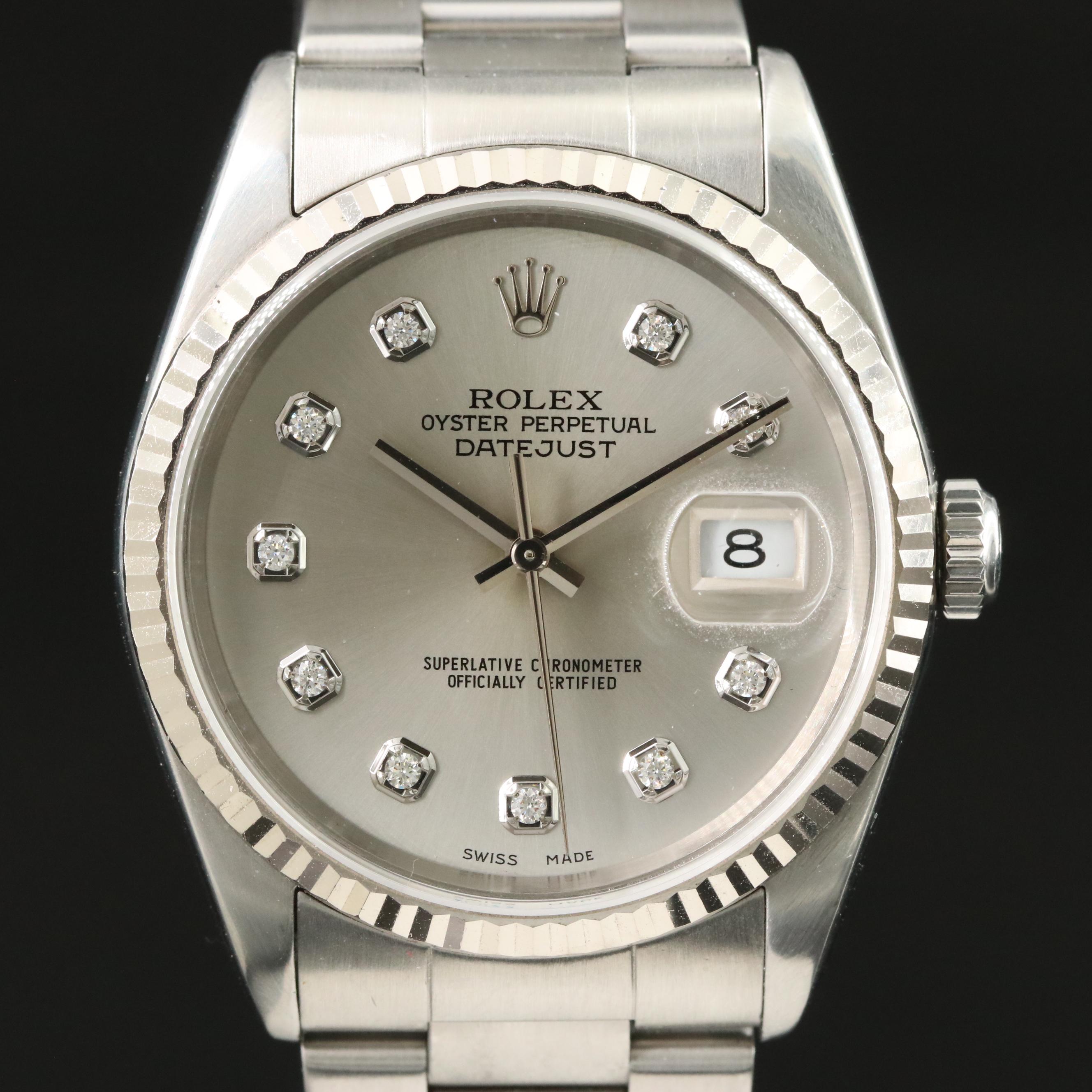 Rolex Datejust 16200 Custom Diamond Watch c.1999