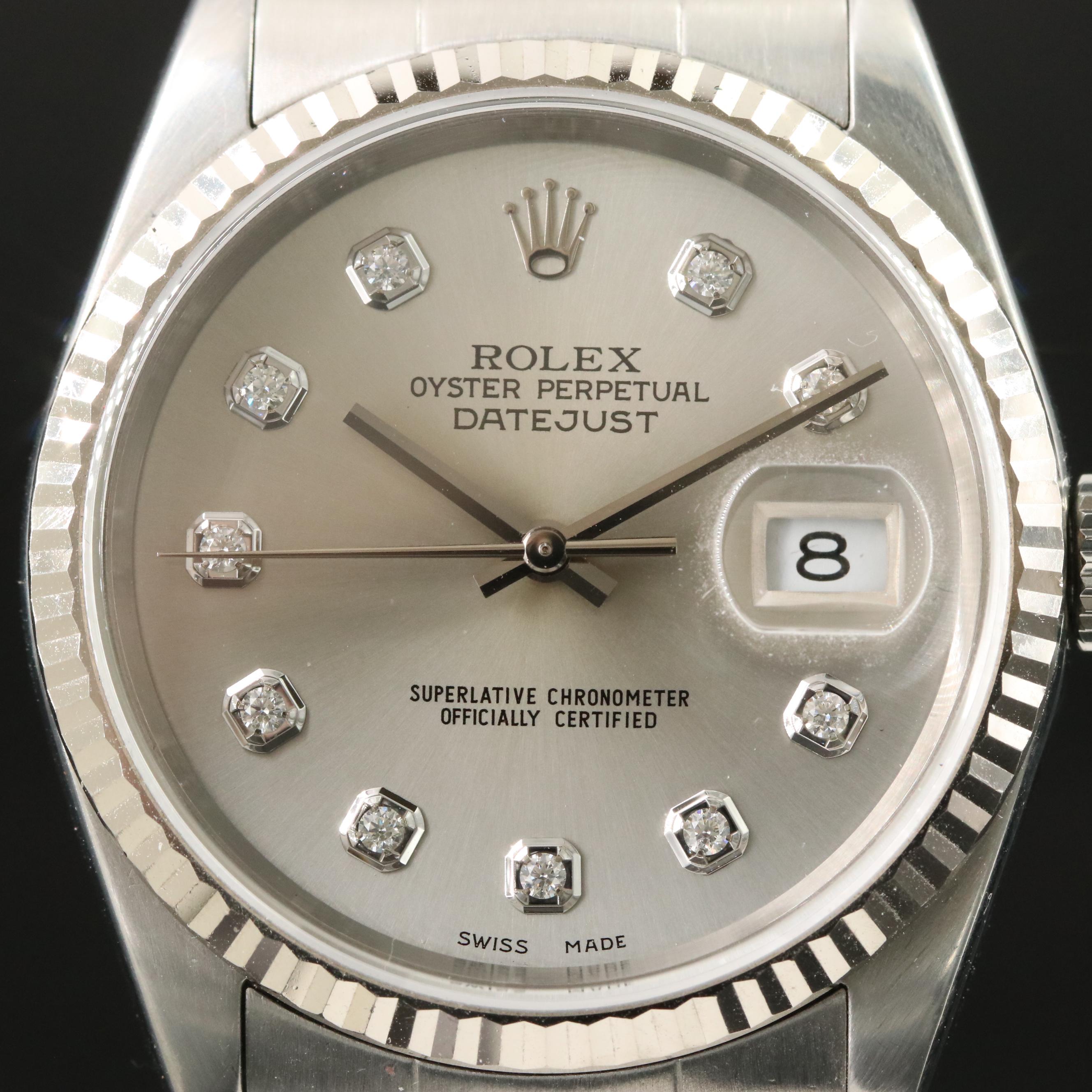 Rolex Datejust 16200 Custom Diamond Watch c.1999