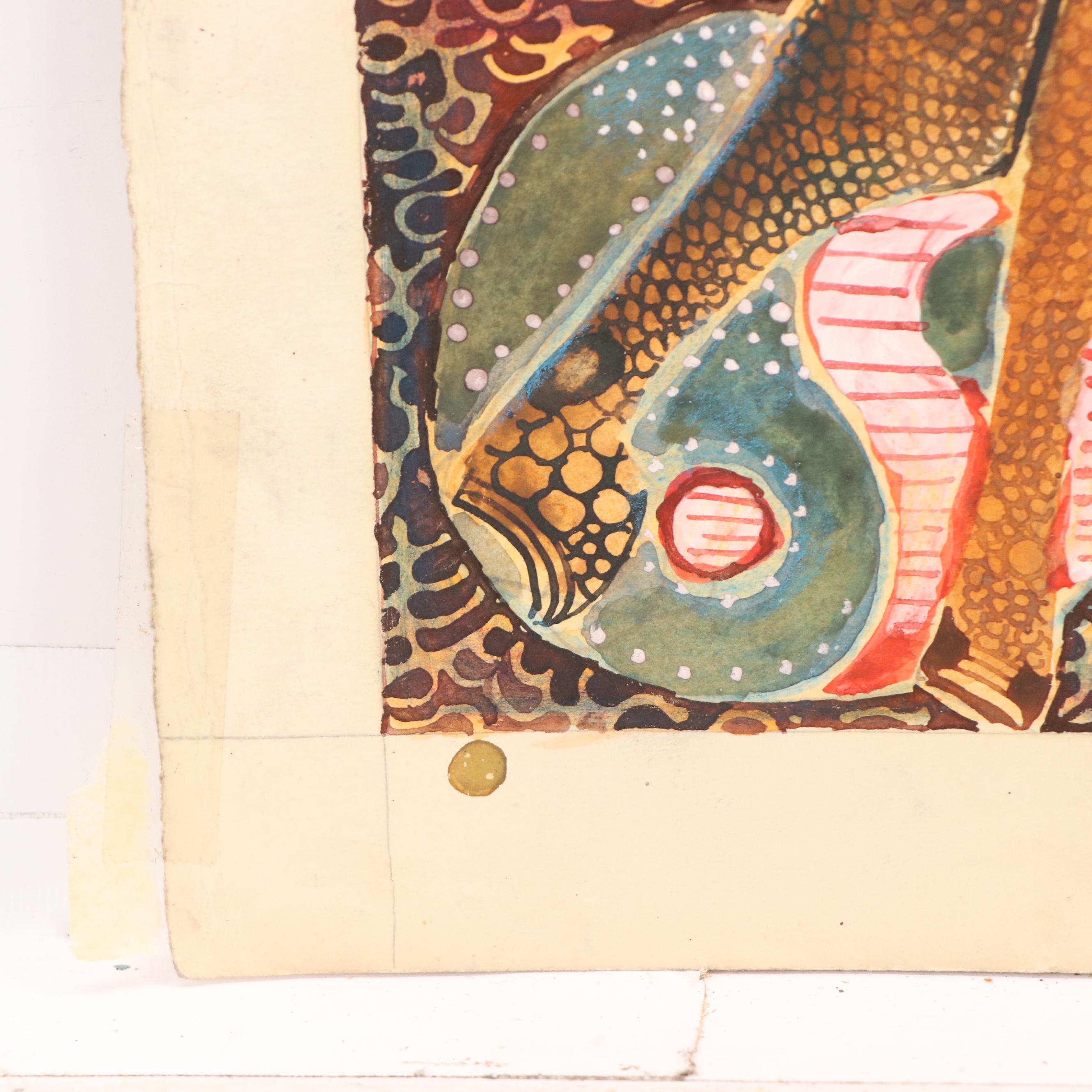 Nikolay "Kuk" Manuylov Figural Surrealist Mixed Media Illustration, 1995