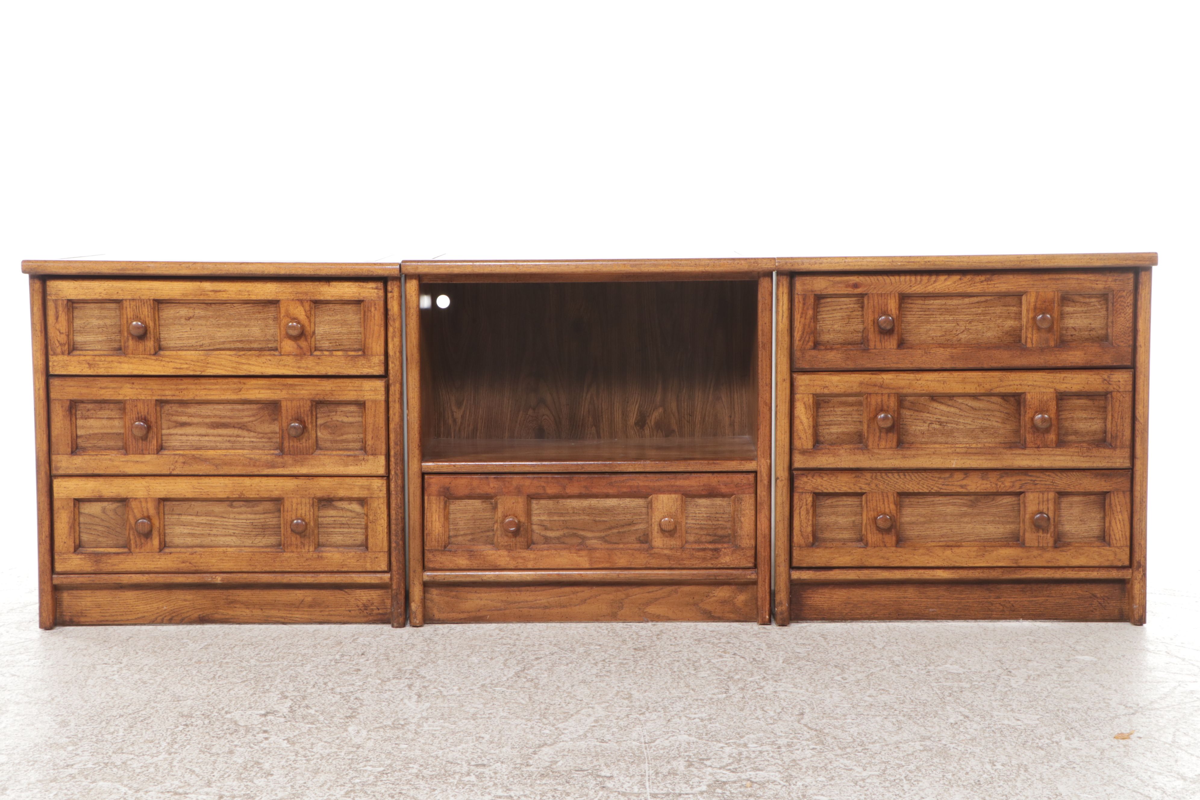 Three Piece Wood Media Cabinet with Mirror