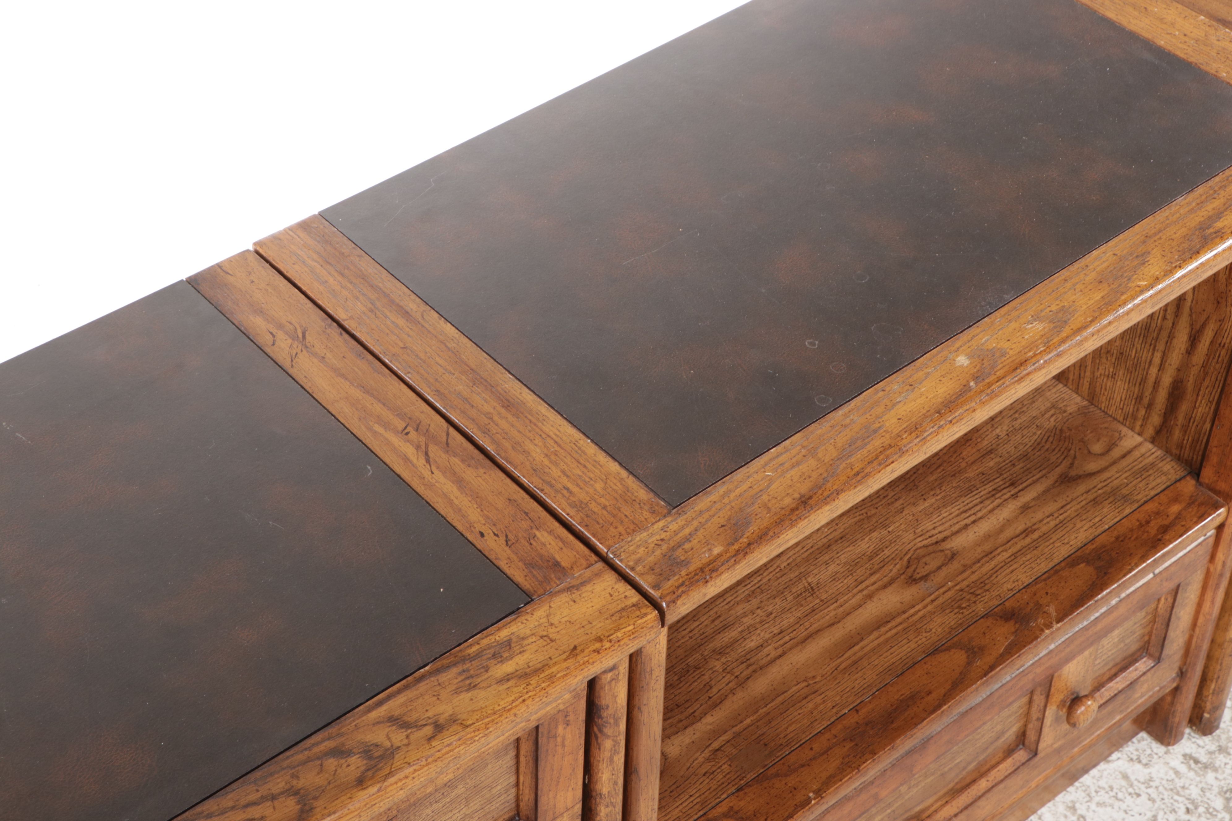 Three Piece Wood Media Cabinet with Mirror