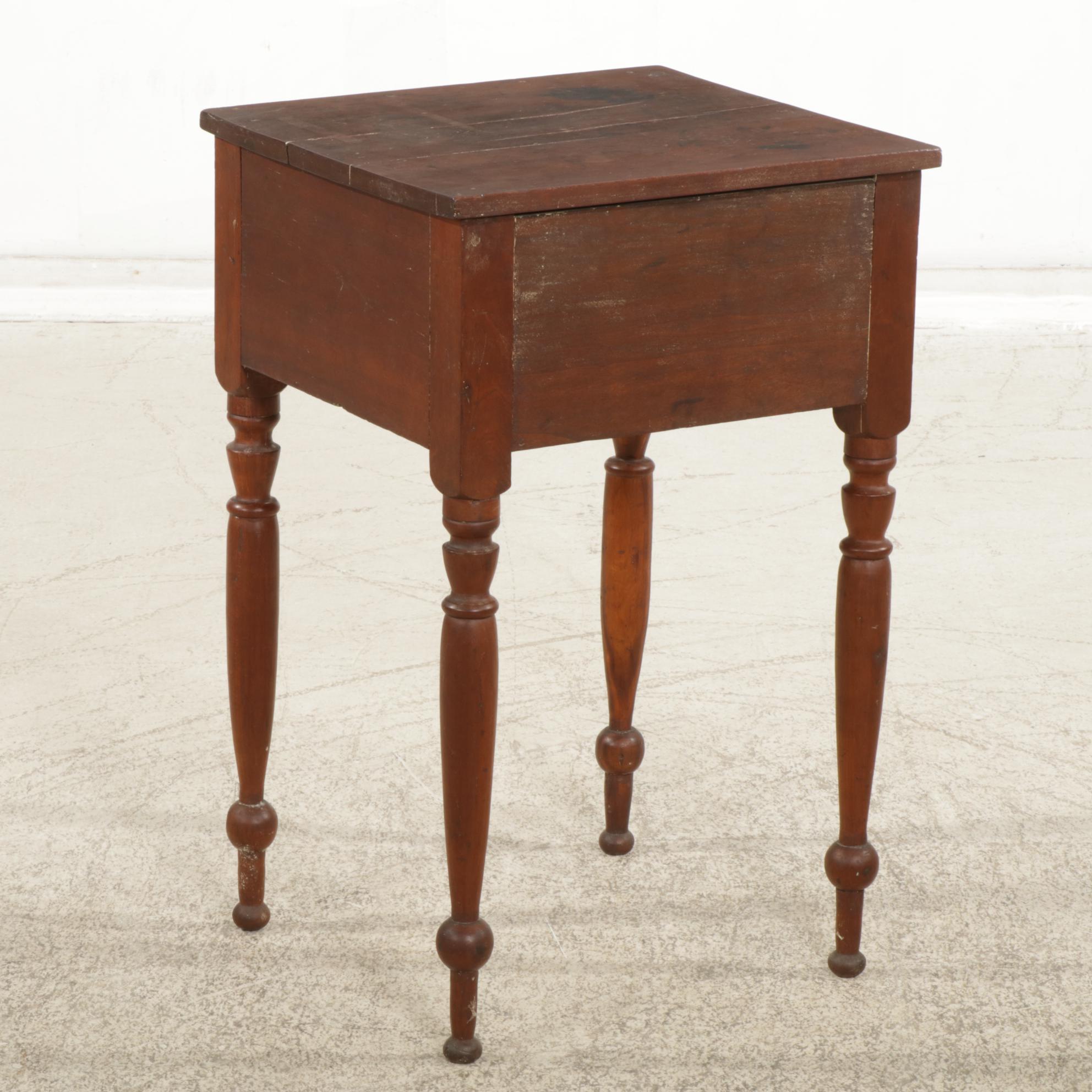 American Primitive Sheraton Style Walnut and Oak Two Drawer Stand