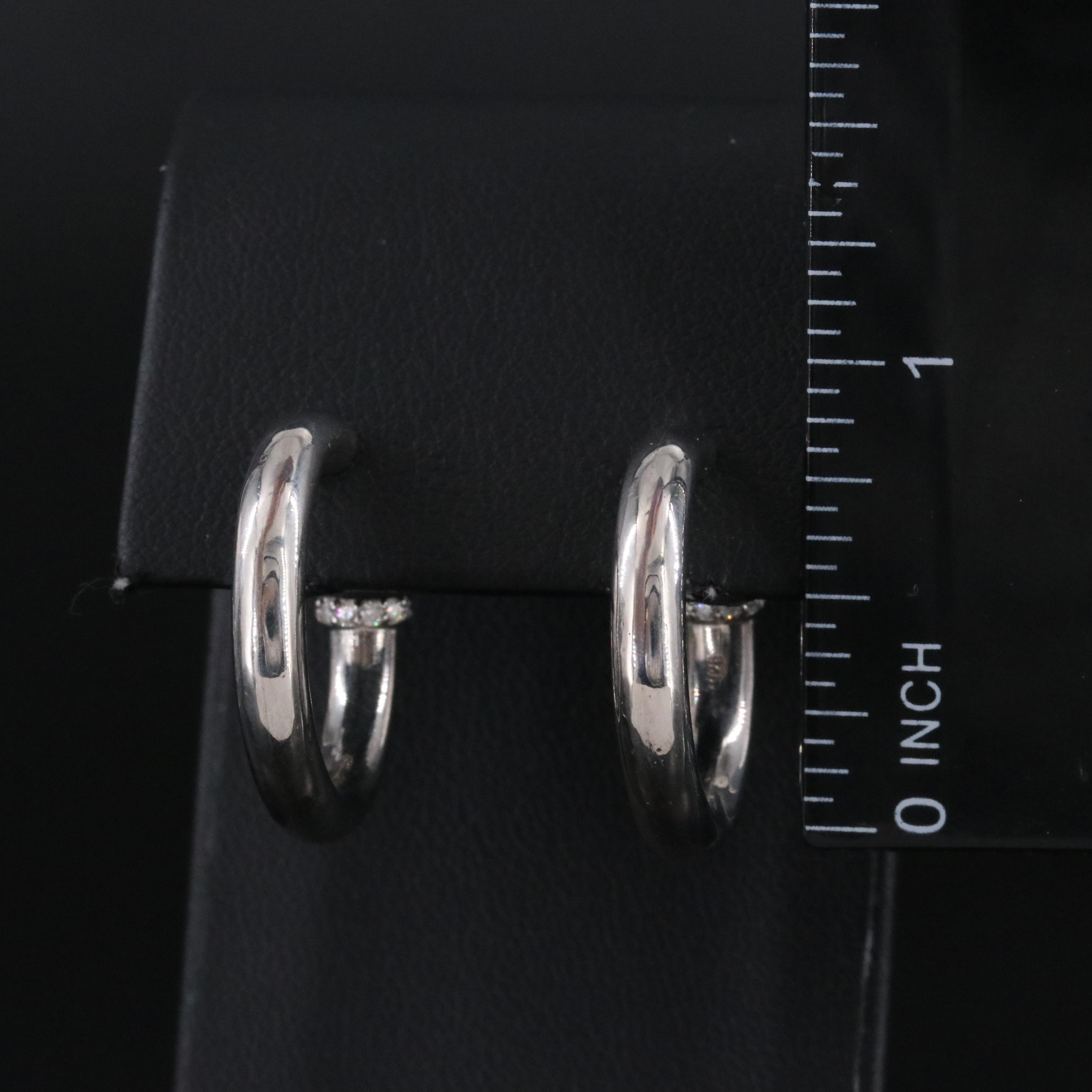 Sheryl Lowe Sterling Half Hoops with Diamond Accents