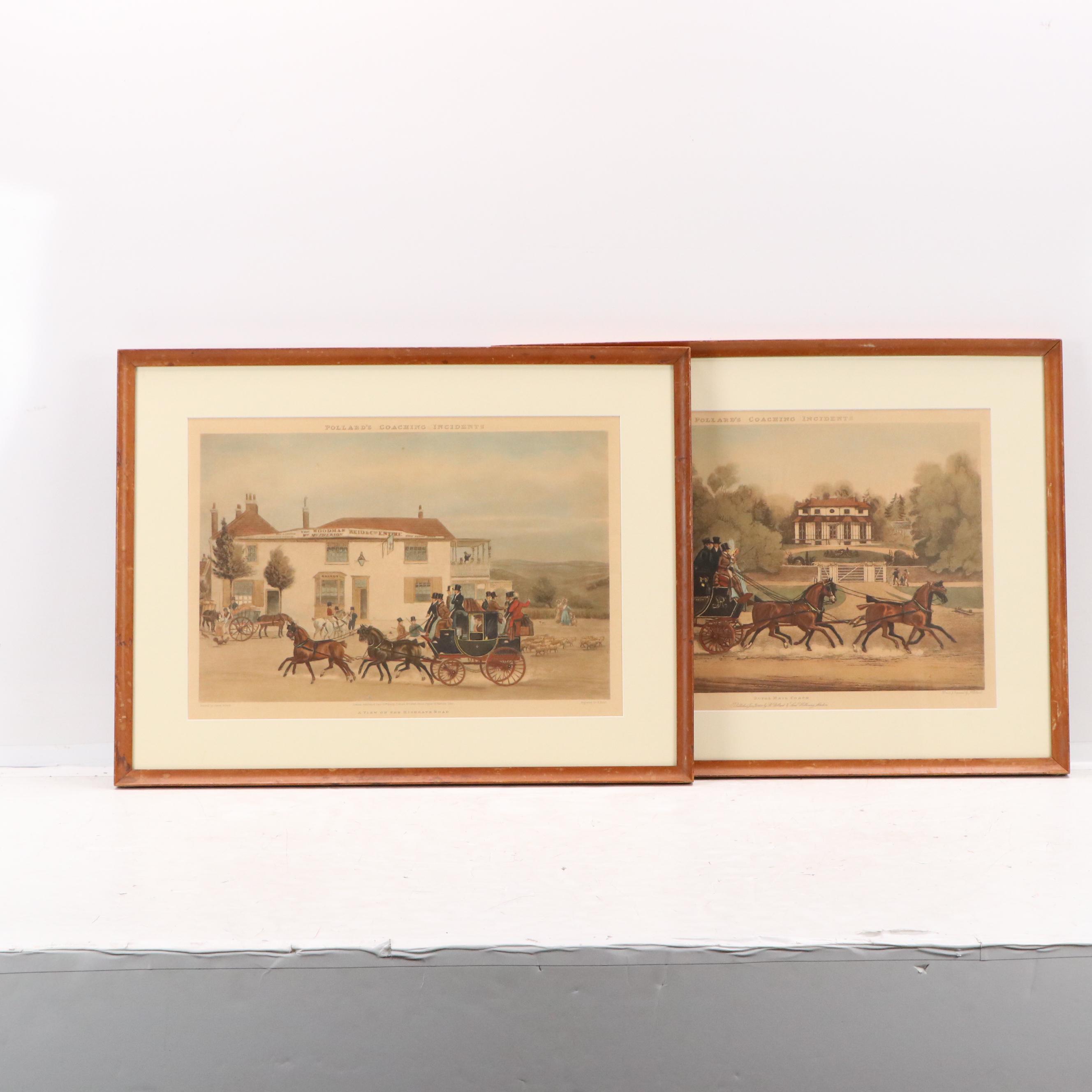 Hand-Colored Aquatints After James Pollard "Pollard's Coaching Incidents"