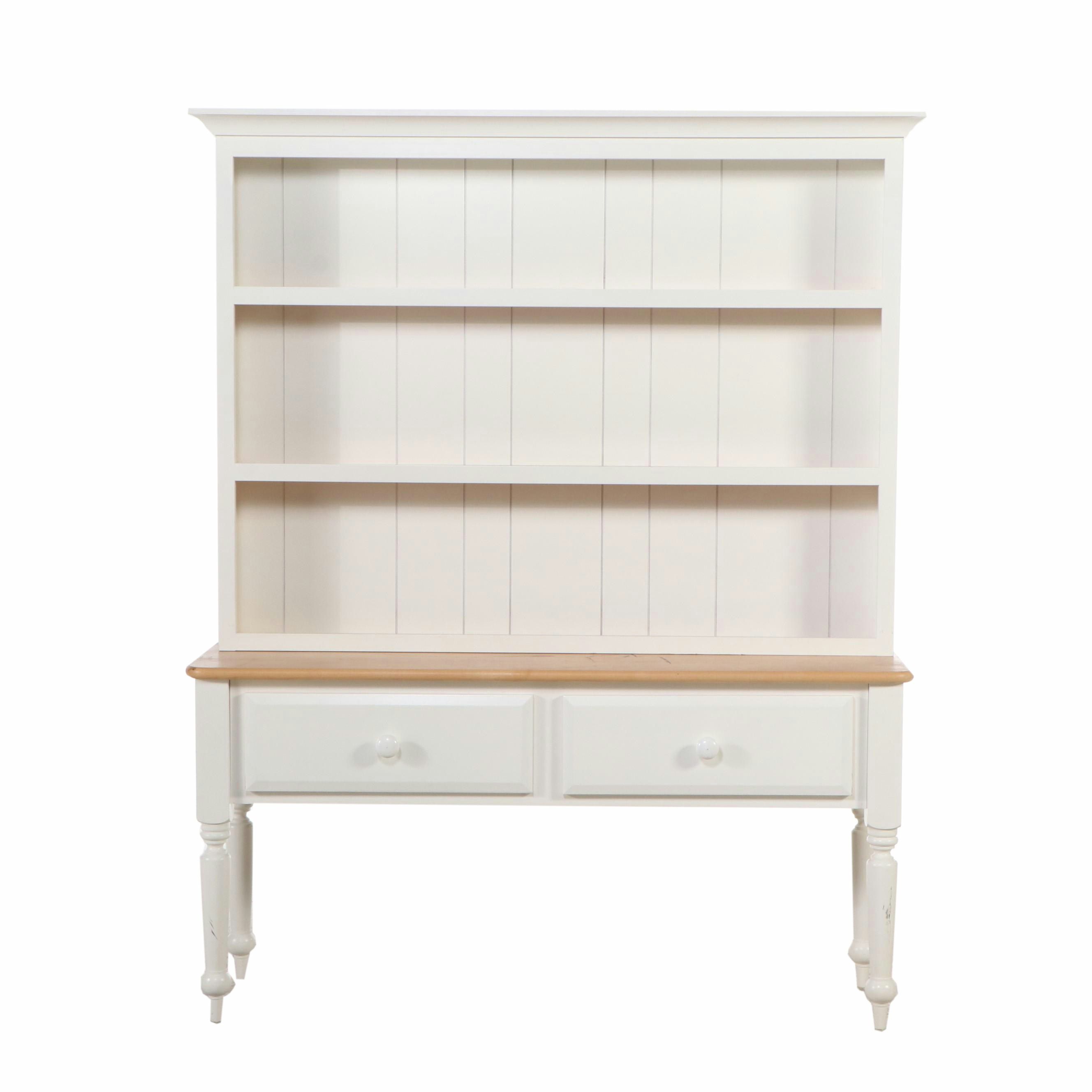 Shaker Style Natural Wood and Painted Hutch