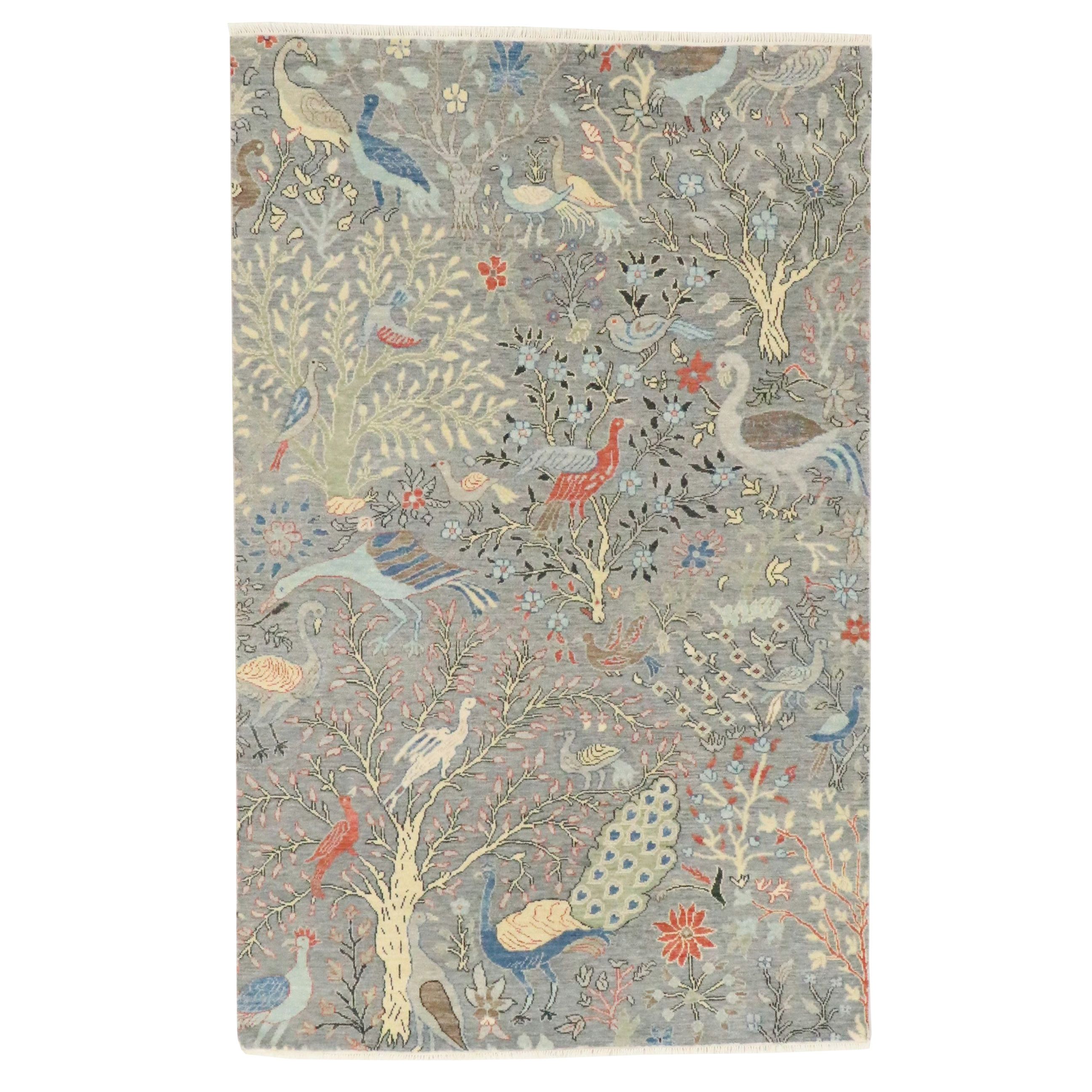 5'2 x 8'3 Hand-Knotted Indian Pictorial Area Rug