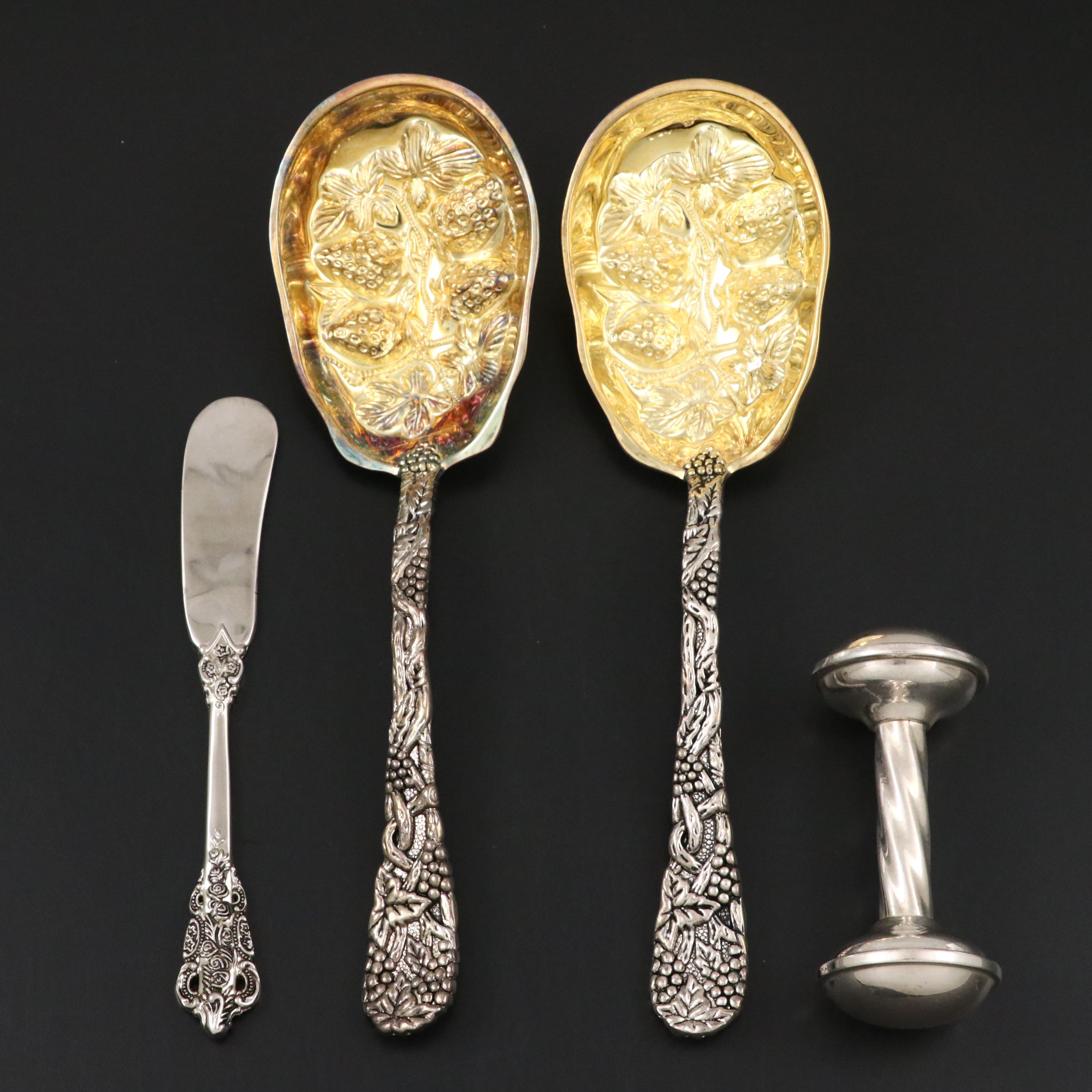 Godinger "Grape" Silver Plated Serving Spoons with Other Tableware