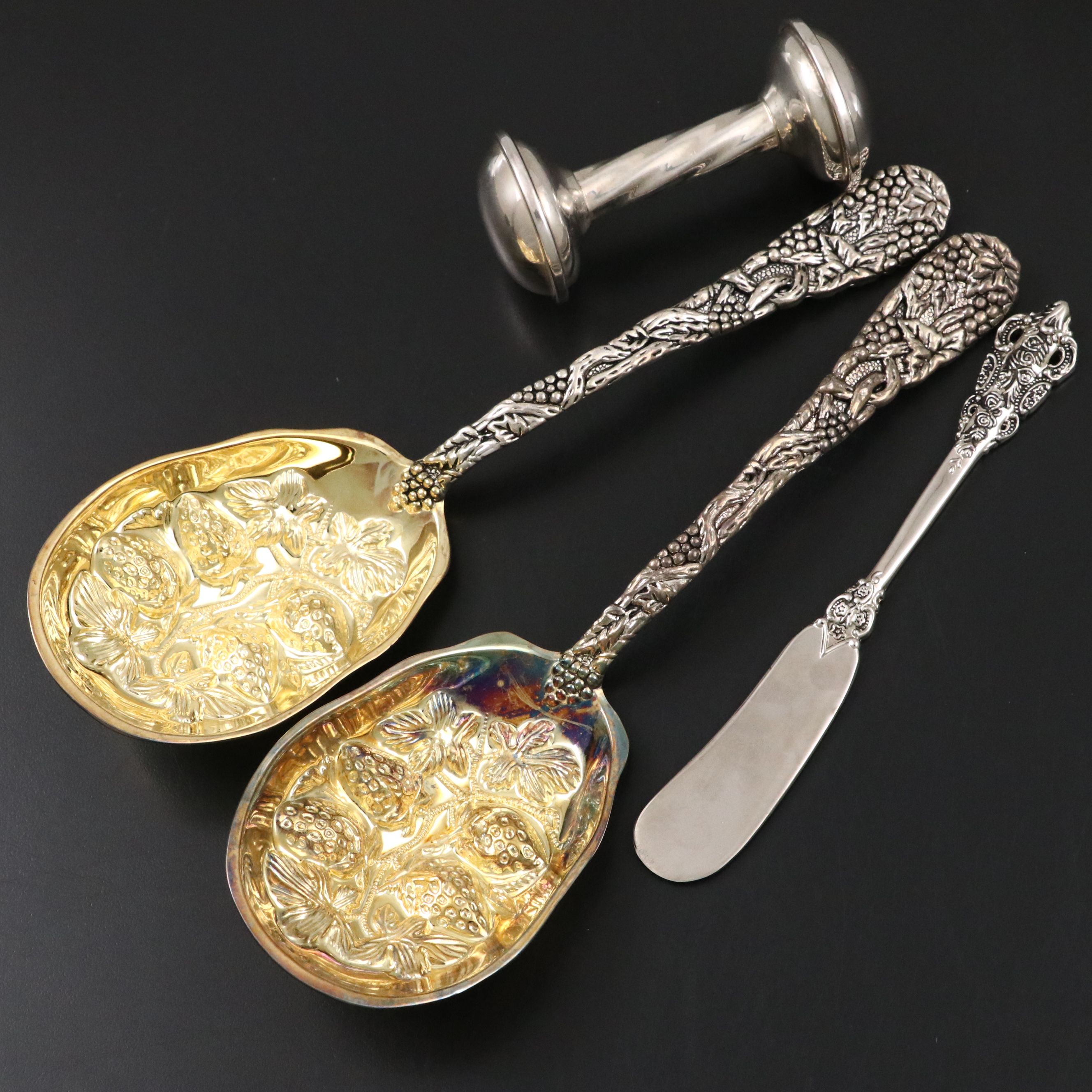Godinger "Grape" Silver Plated Serving Spoons with Other Tableware