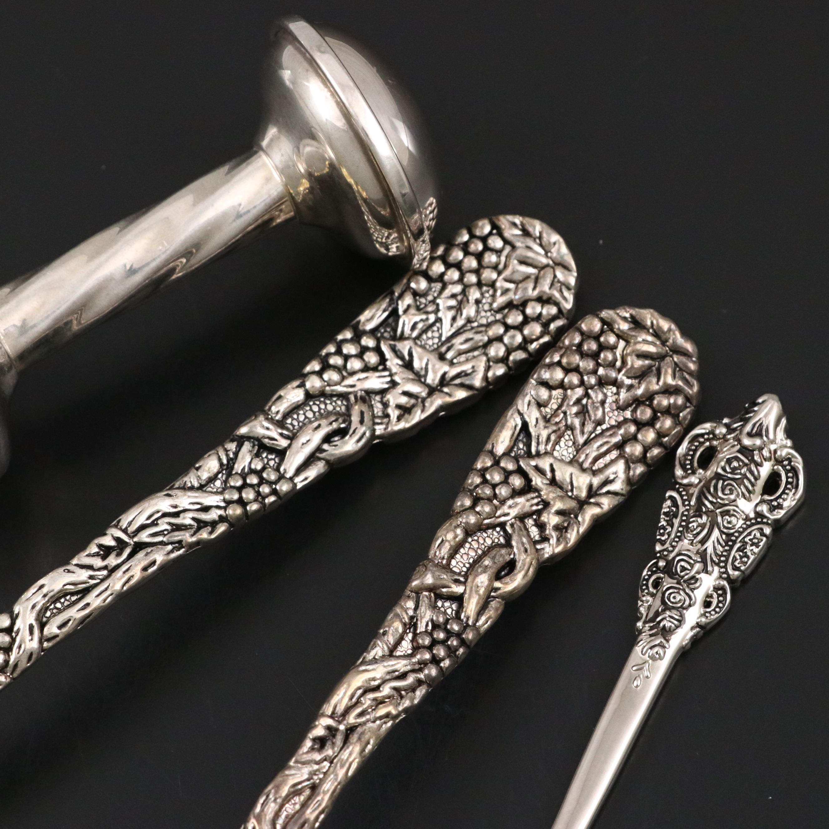 Godinger "Grape" Silver Plated Serving Spoons with Other Tableware