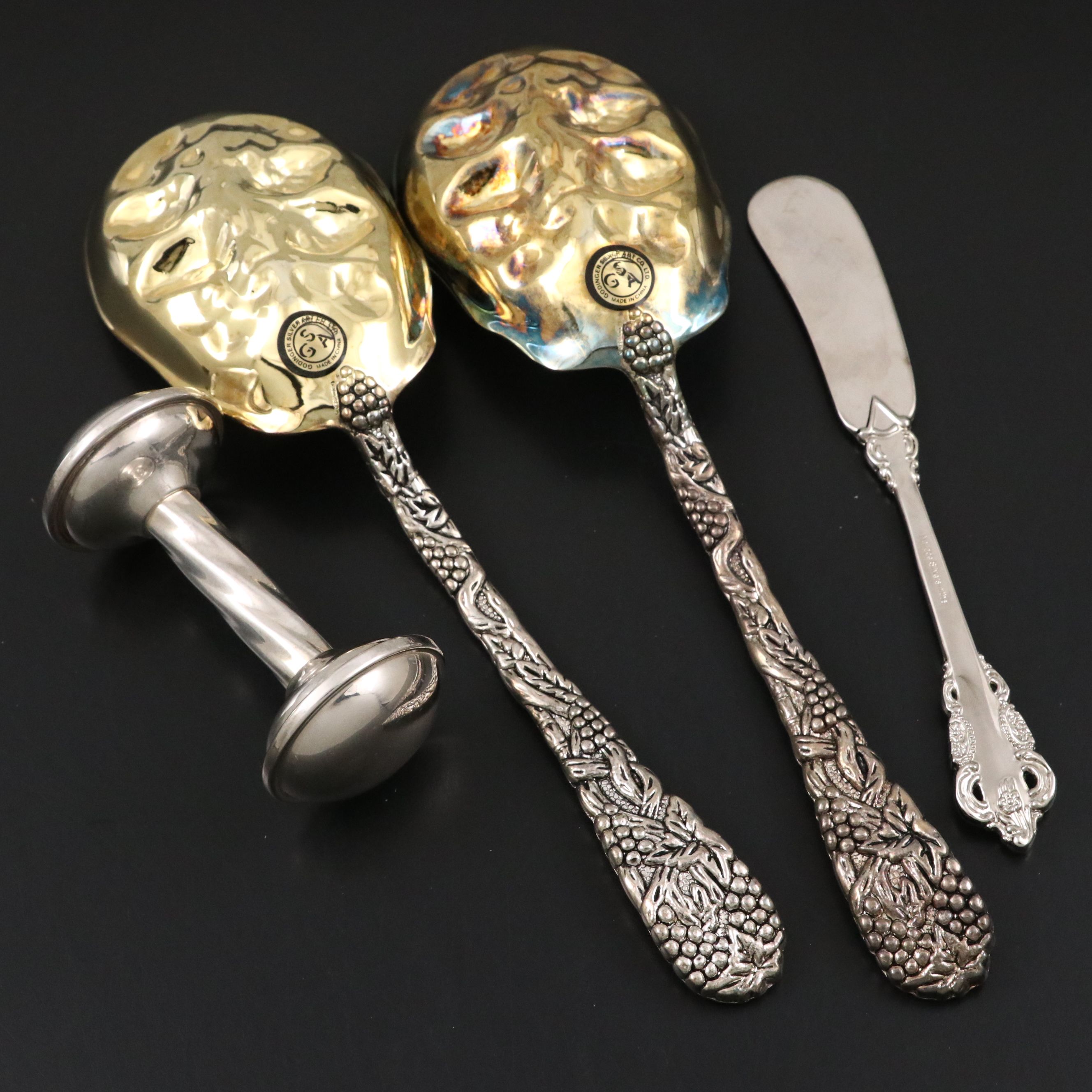 Godinger "Grape" Silver Plated Serving Spoons with Other Tableware