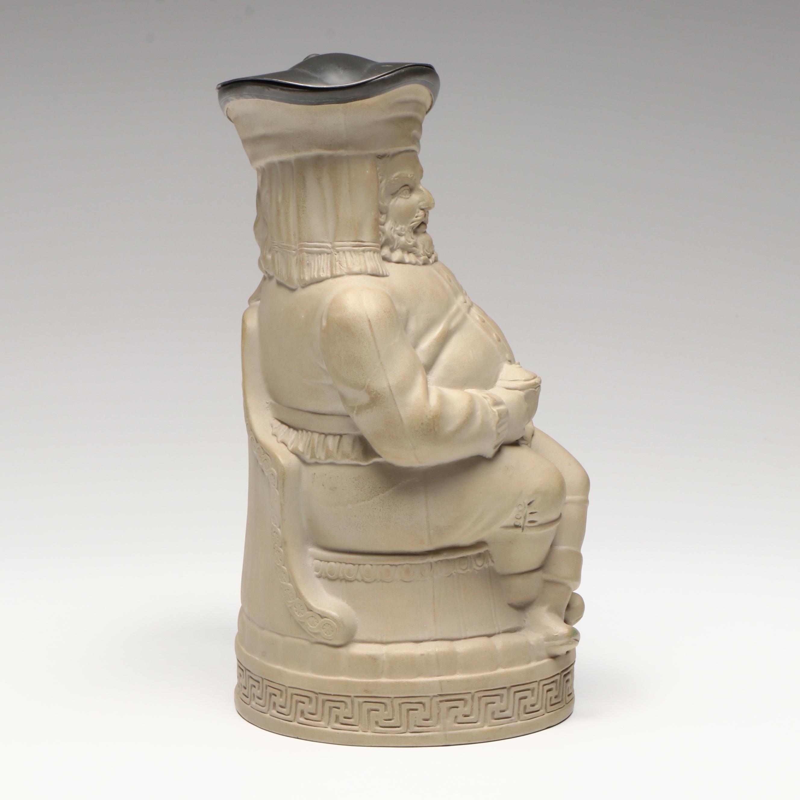 Thomas Furnival & Co. "Falstaff" High-Relief Ceramic Pitcher & Lid, 1845