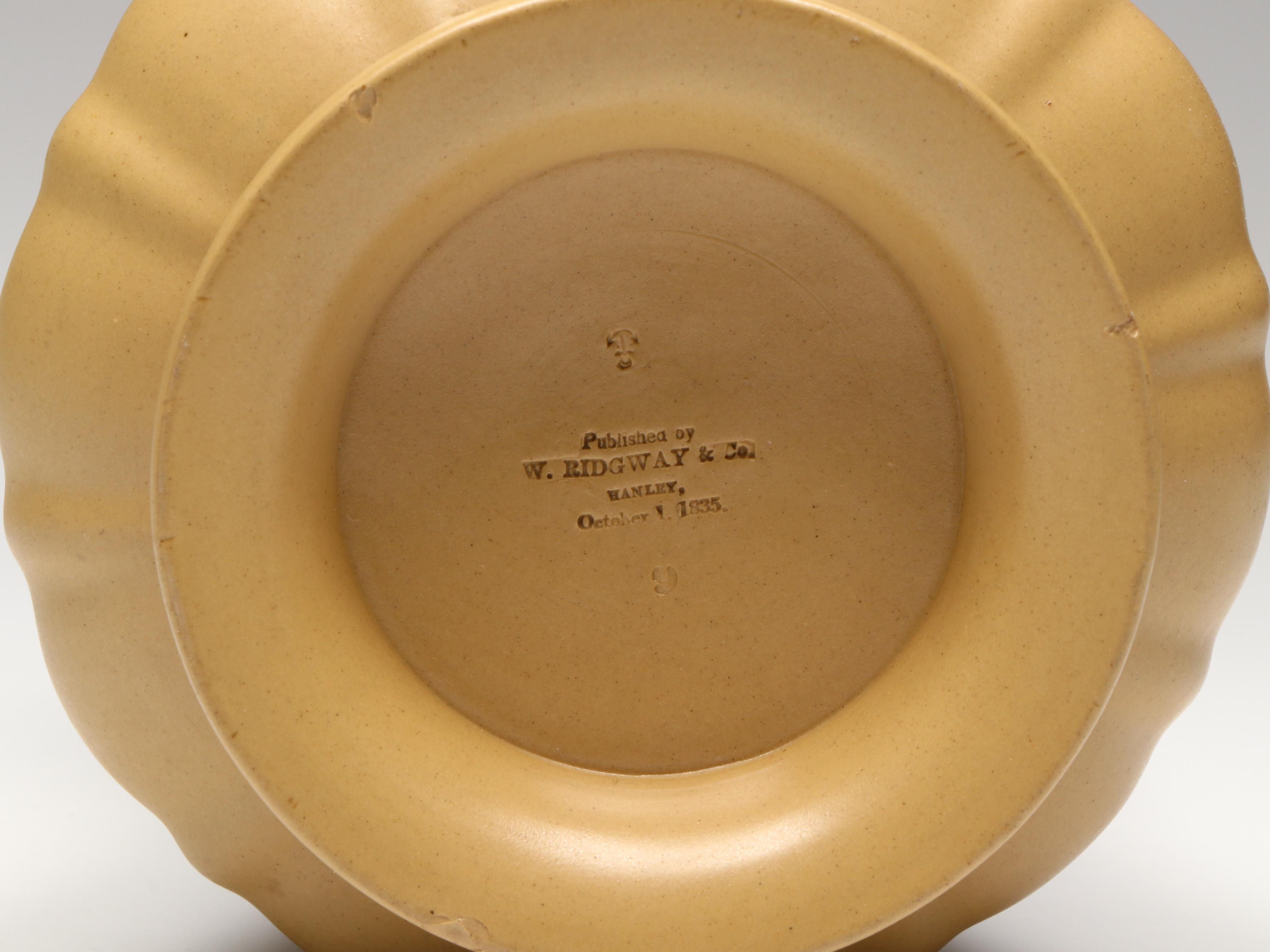 Ridgway & Co. English "Tam O'Shanter" High Relief Ceramic Pitcher & Pewter Lid