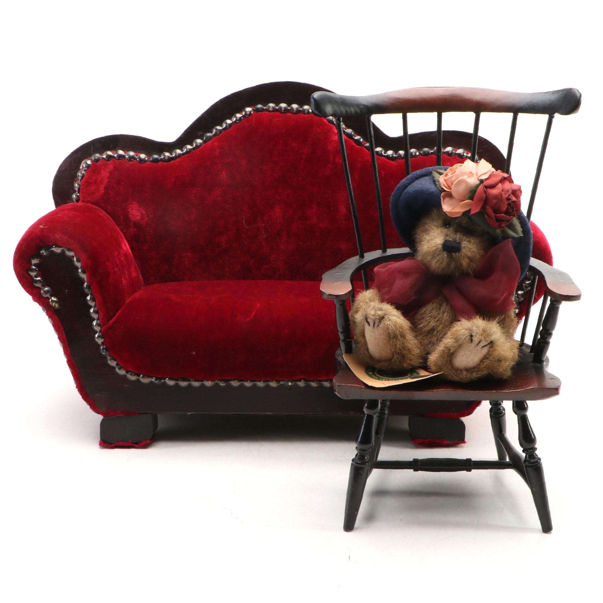 Boyds "Yvette Dubeary" Teddy Bear with Miniature Furniture