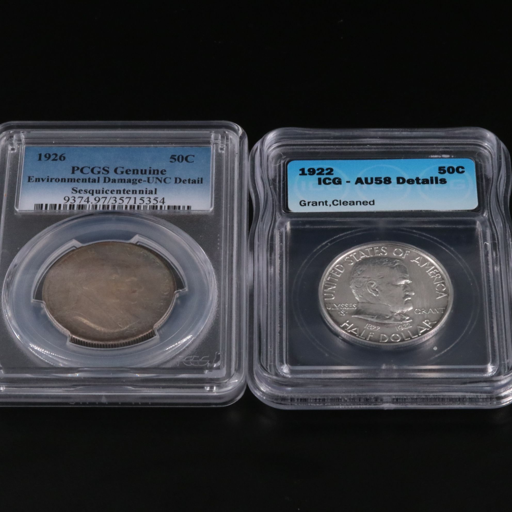 Two ICG Classic Commemorative Half Dollars