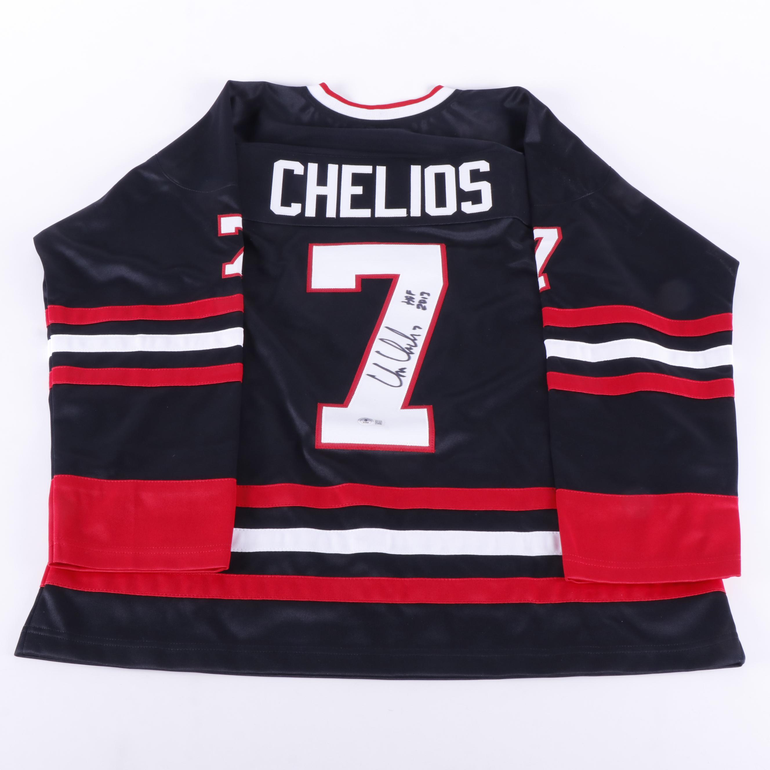 Chris Chelios Signed “HOF 2013” Chicago Blackhawks Hockey Jersey, Beckett