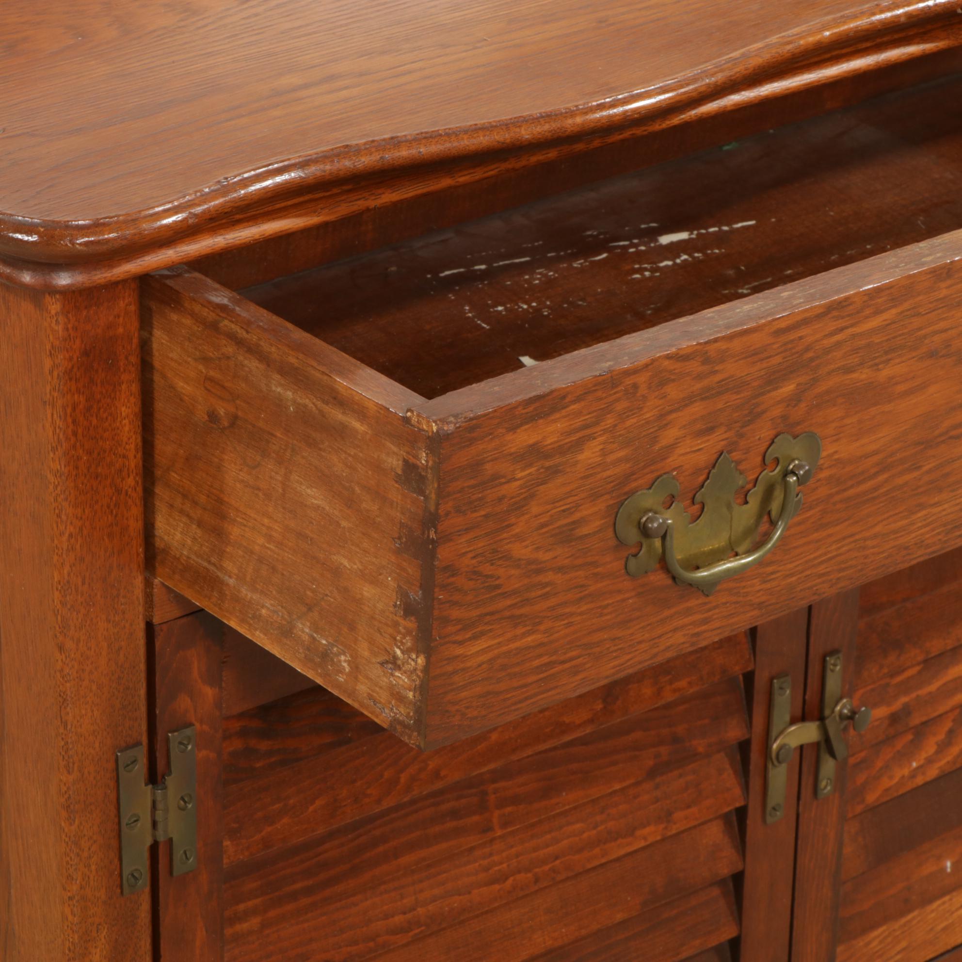 Innis, Pearce & Co. Oak Wash Stand with Louvered Doors, Early 20th Century