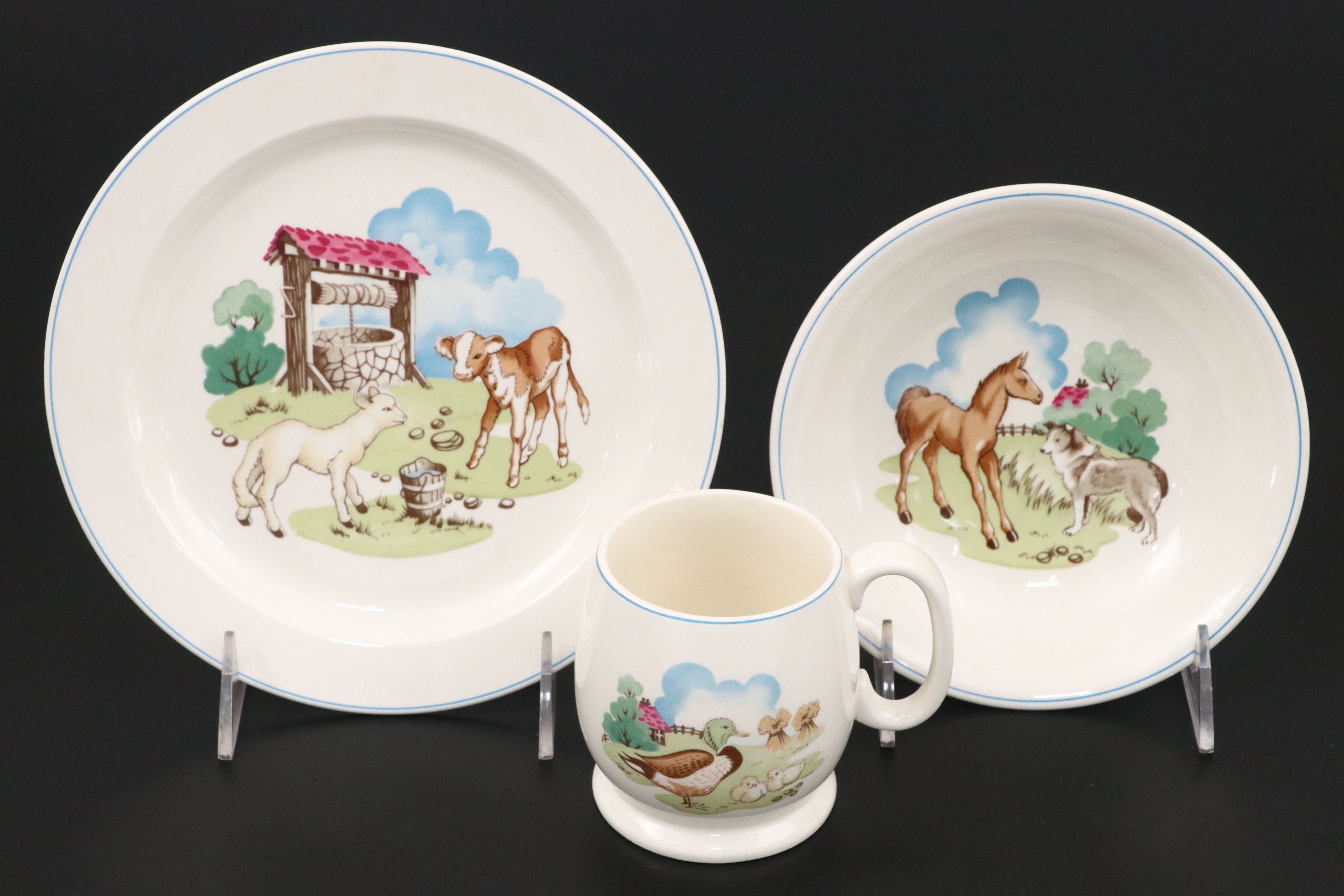 Spode "Pets Farm" Children's Place Setting with Lenox Boehm B Plates