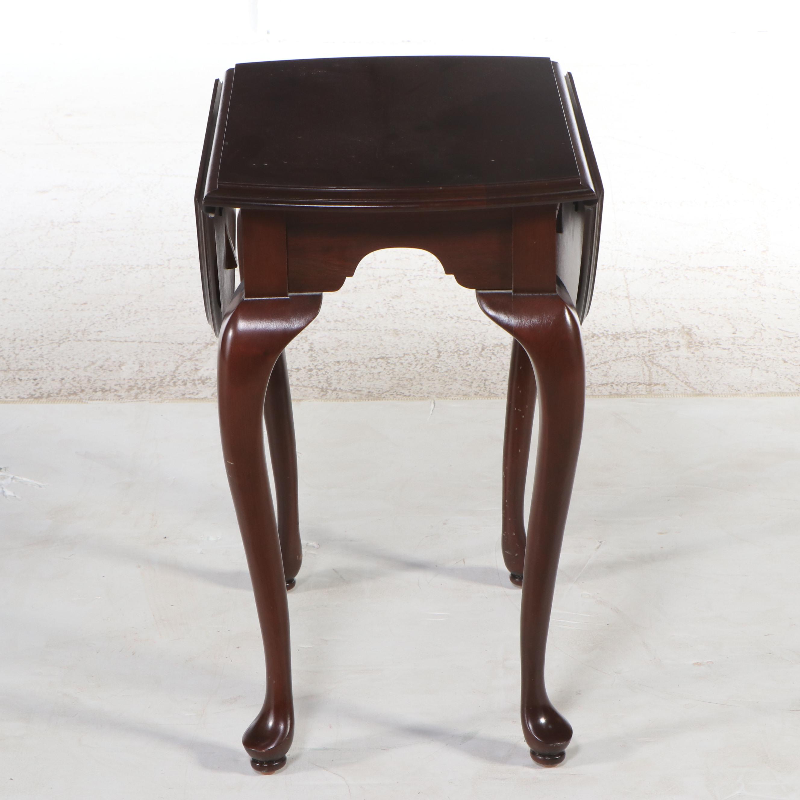 Queen Anne Style Cherry Drop Leaf End Table