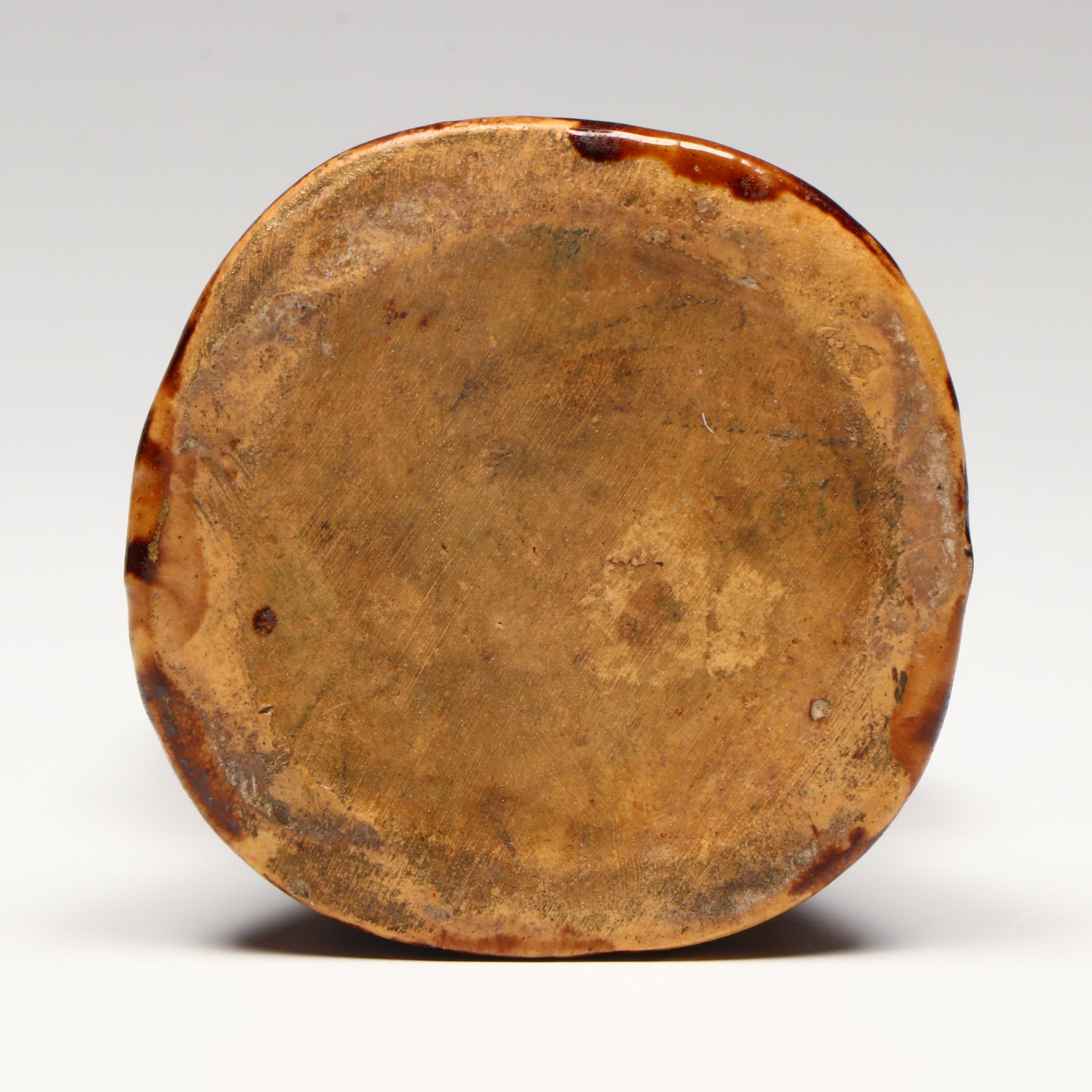 Bennington Rockingham Glazed Yellowware Toby Bottle Flask, 19th Century