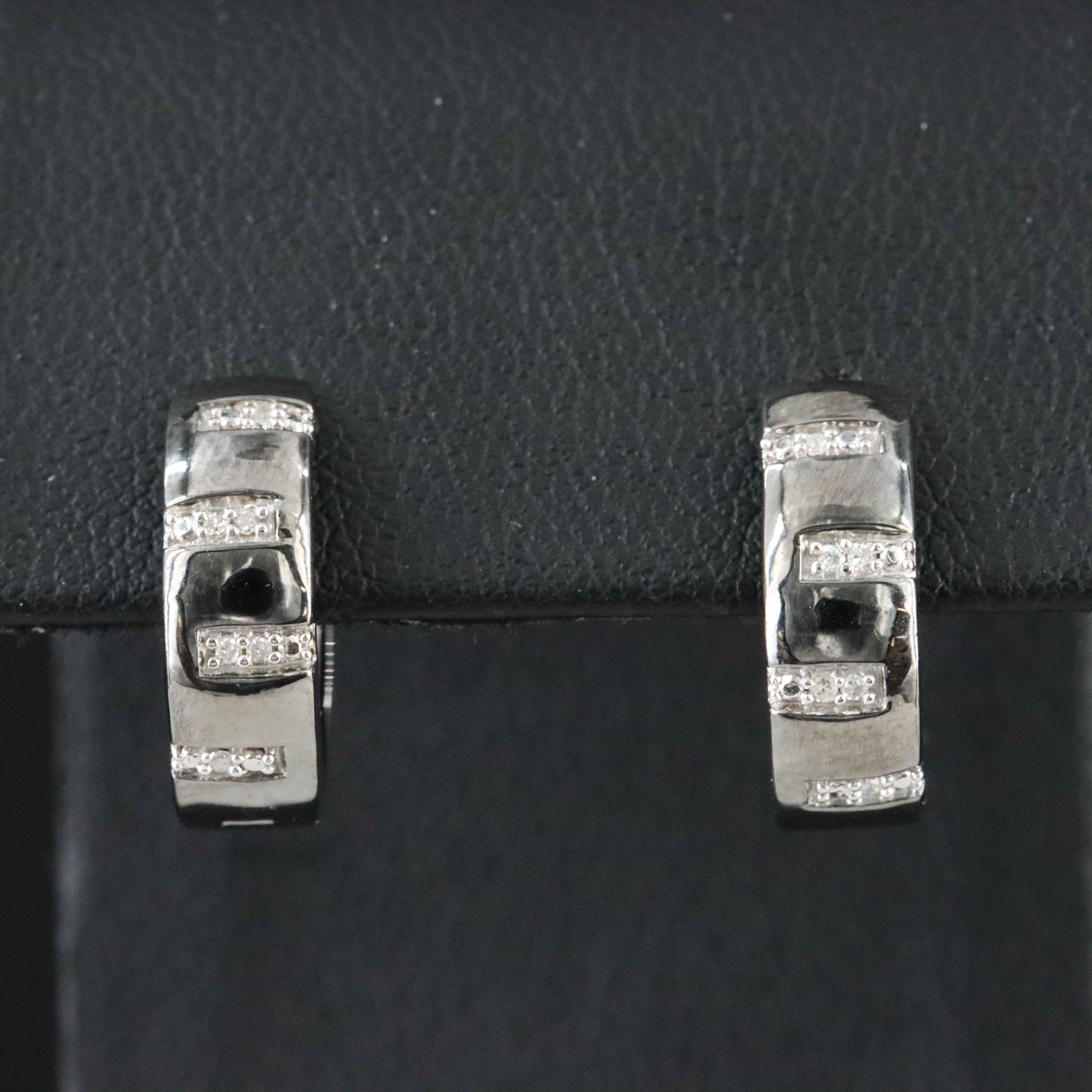 Sterling Gun Metal Diamond Earrings