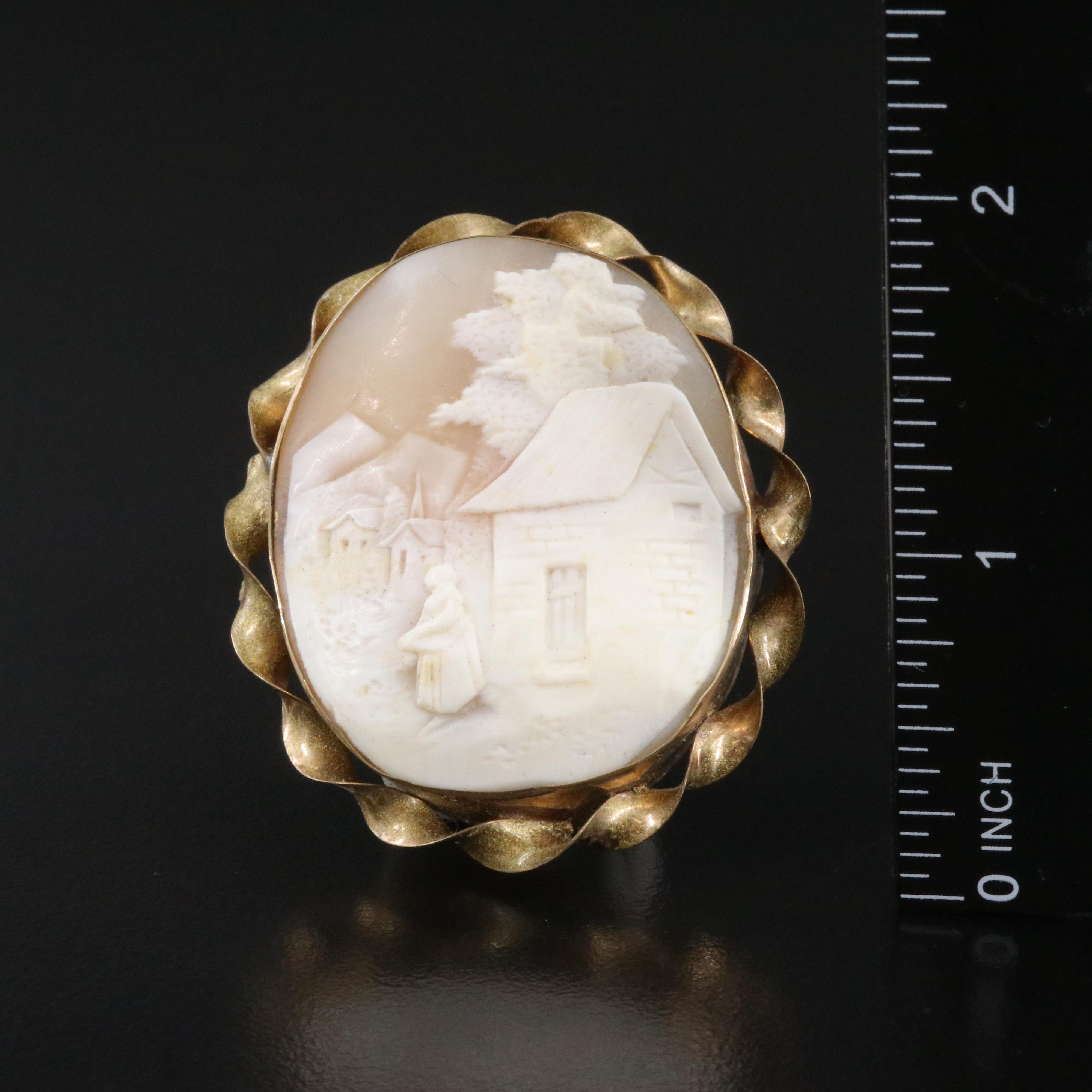 Vintage Shell Cameo Brooch