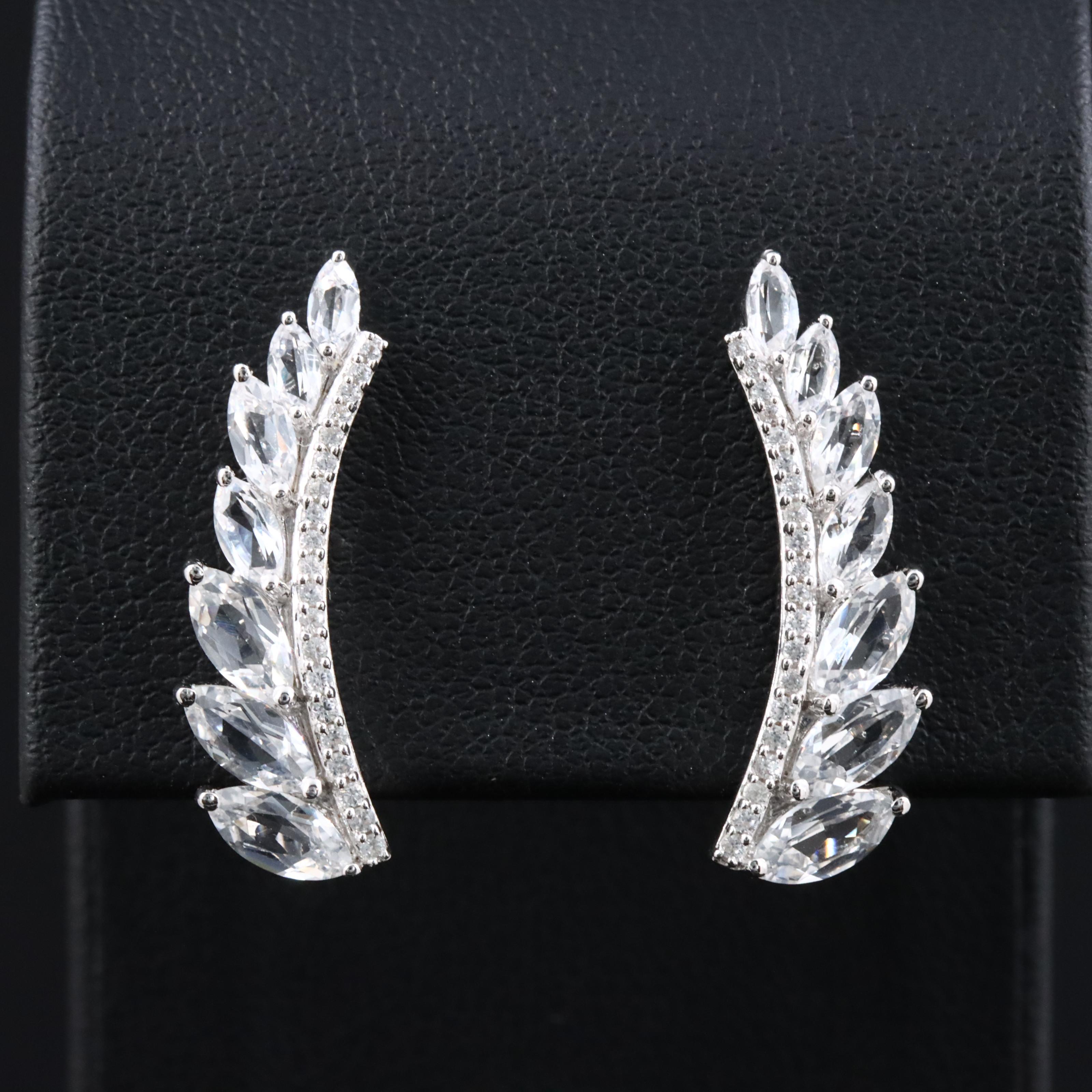 Sterling White Sapphire Ear Climbers