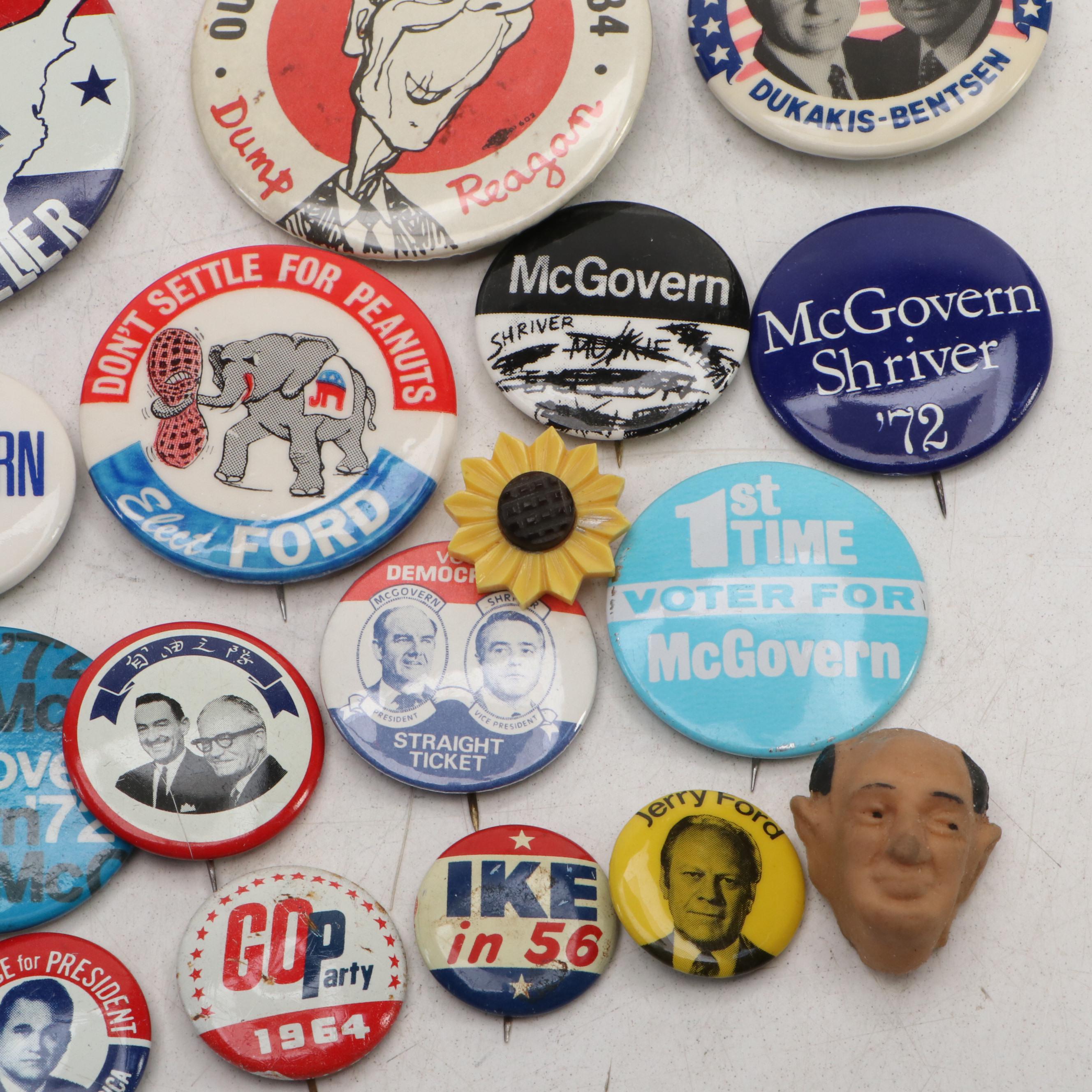 Gerald Ford, George McGovern, Sargent Shriver and Other Political Pinbacks