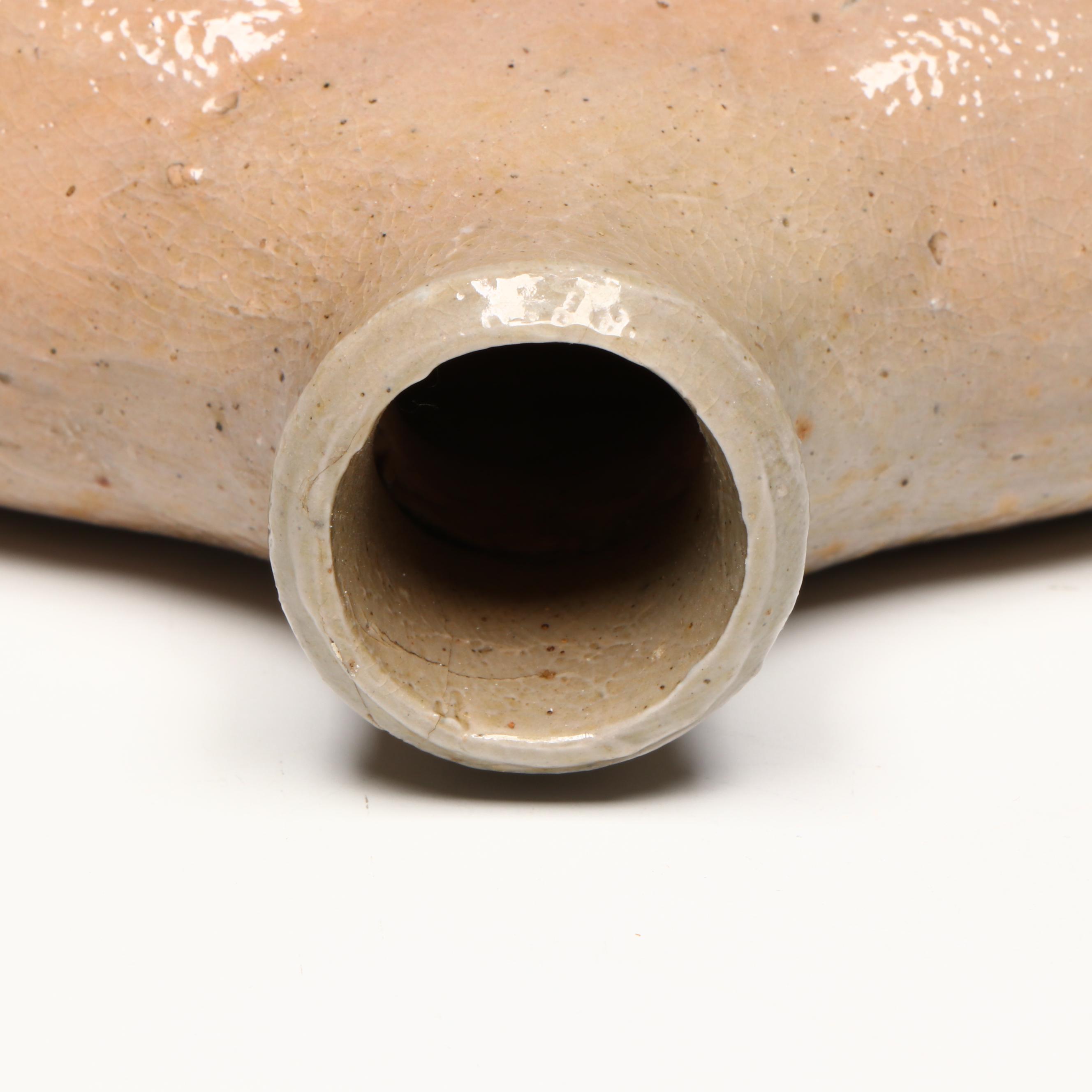 American Salt Glazed Stoneware Ring Flask, Early to Mid-19th Century