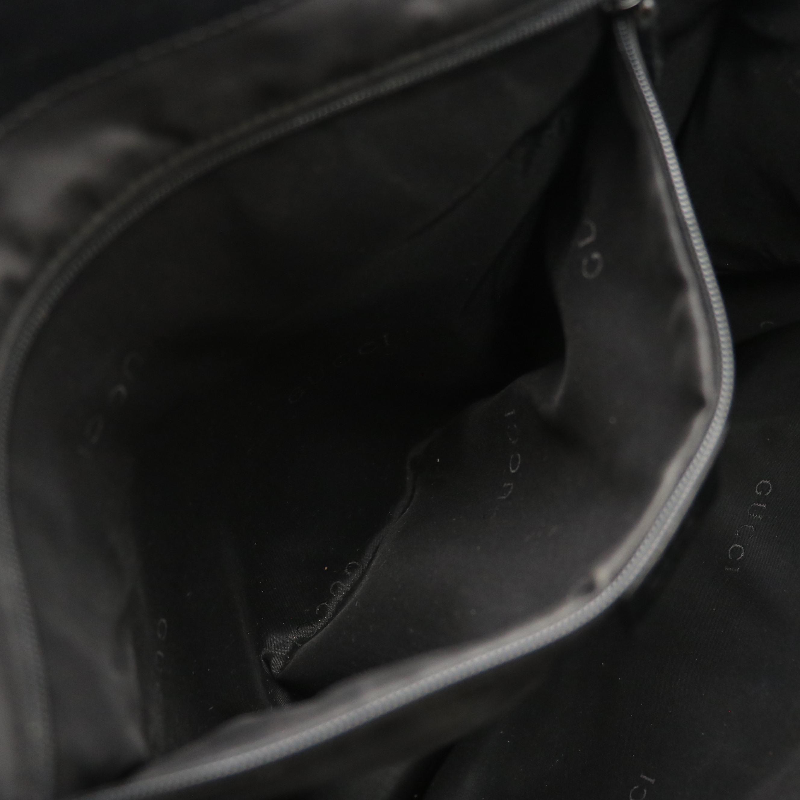 Gucci Piston-Lock Tote Bag in Black Nylon Canvas and Leather Trim