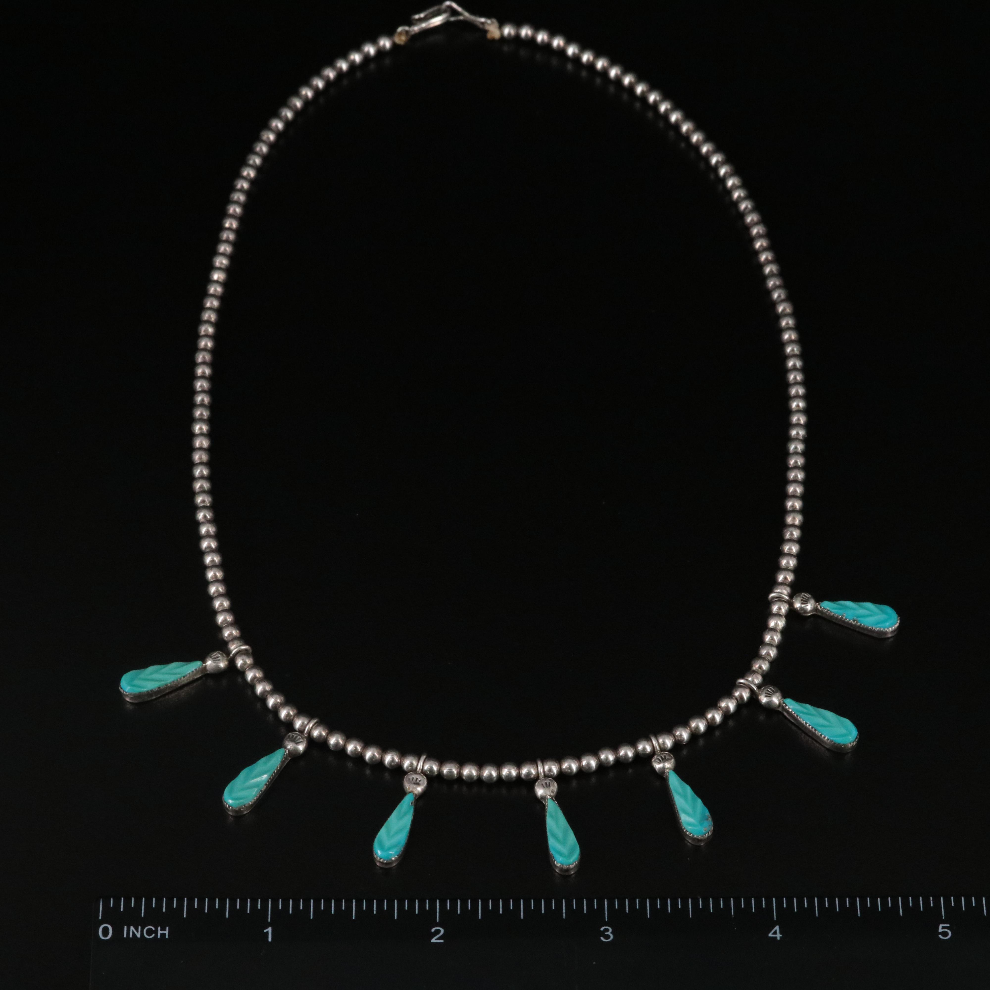 Sterling Turquoise Fringe Necklace