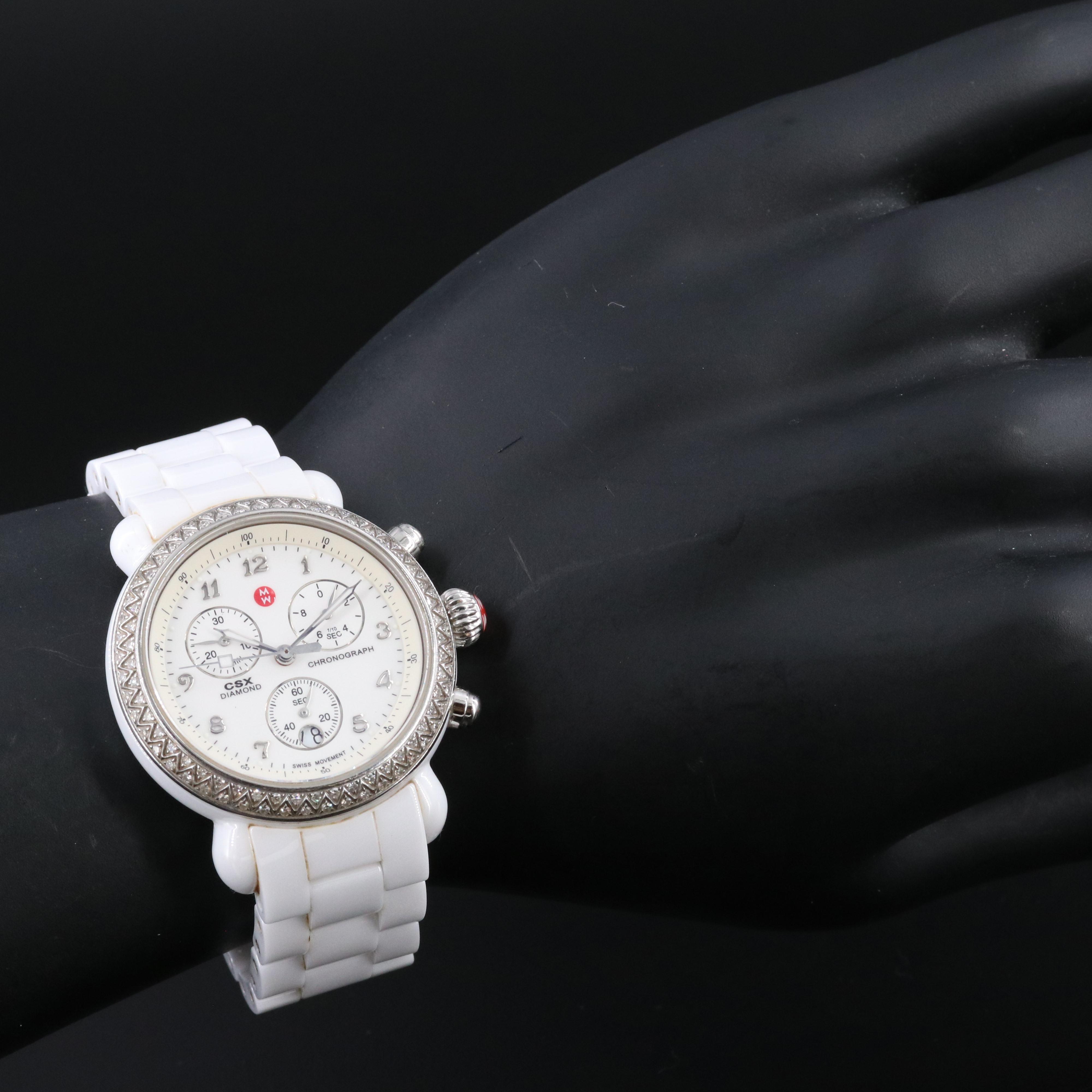 Michele CSX Diamond & Ceramic Chronograph Watch