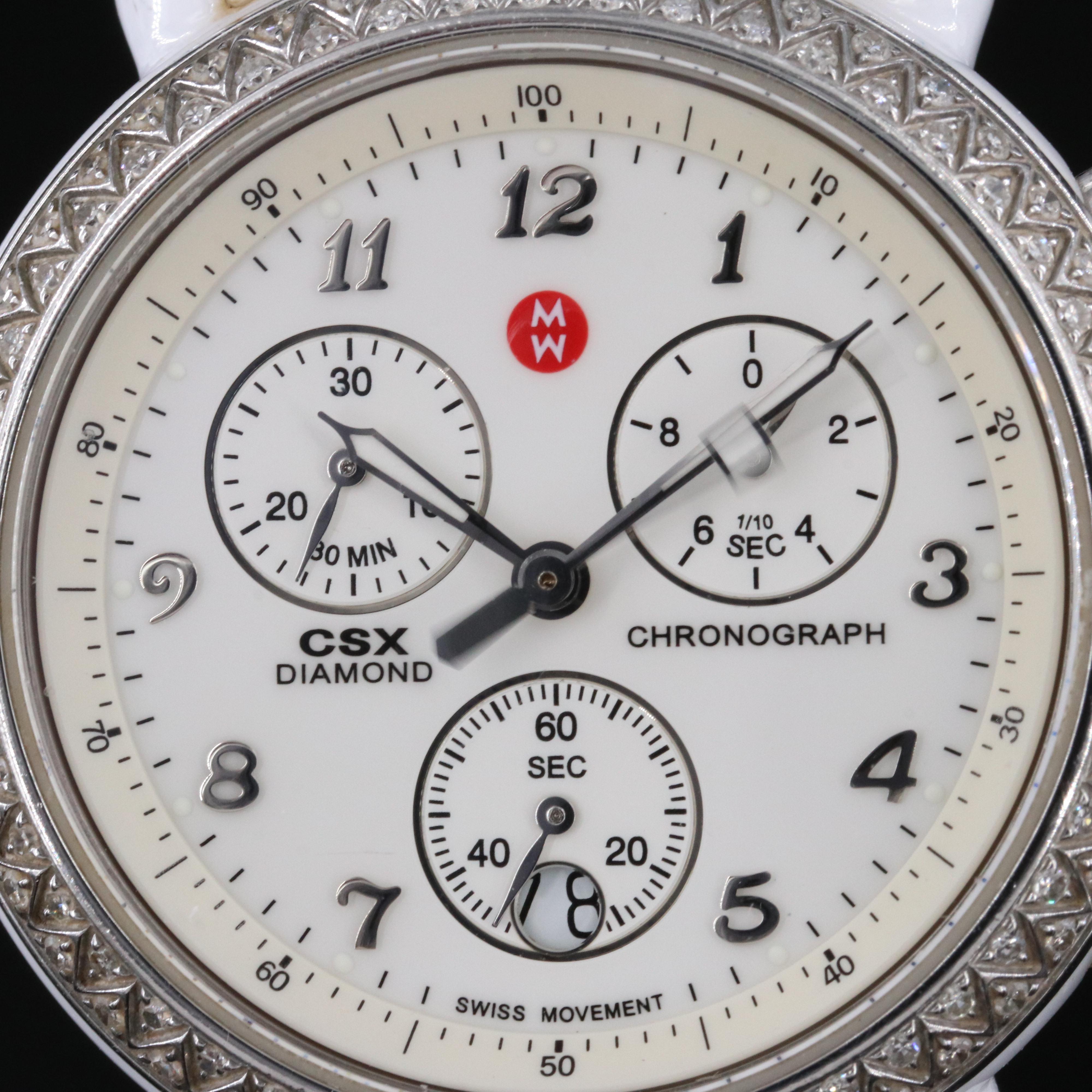 Michele CSX Diamond & Ceramic Chronograph Watch