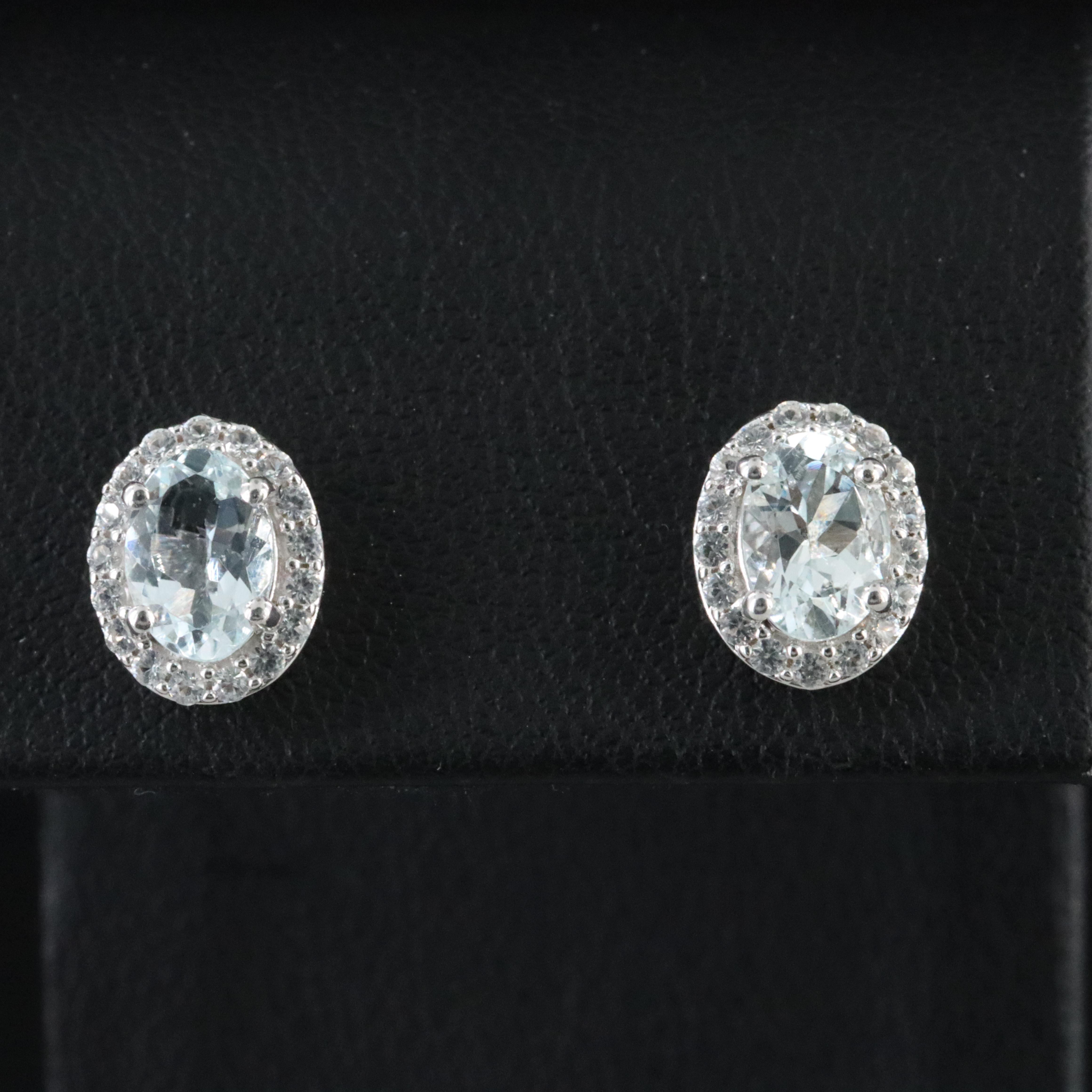 Sterling Aquamarine and White Sapphire Earrings