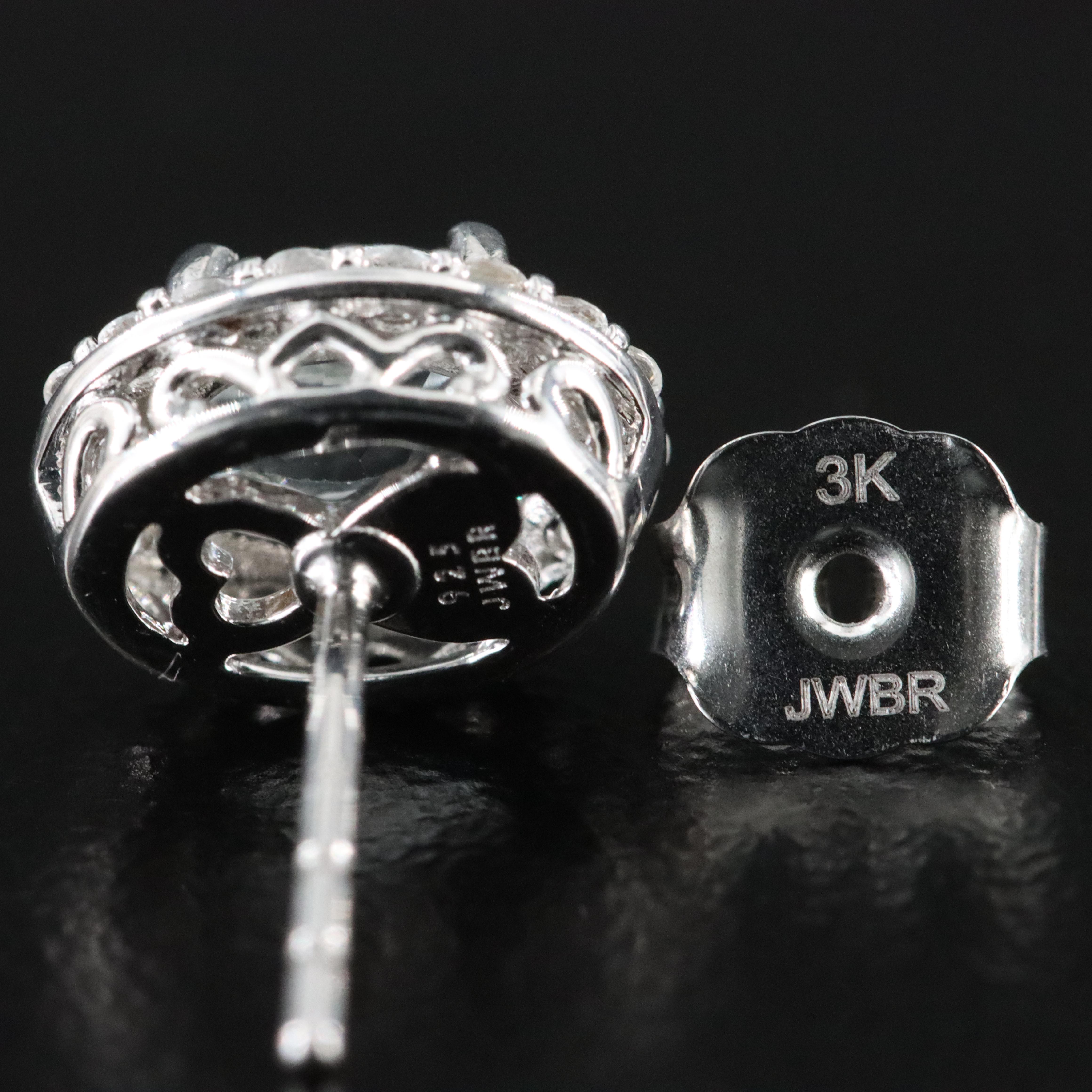 Sterling Aquamarine and White Sapphire Earrings