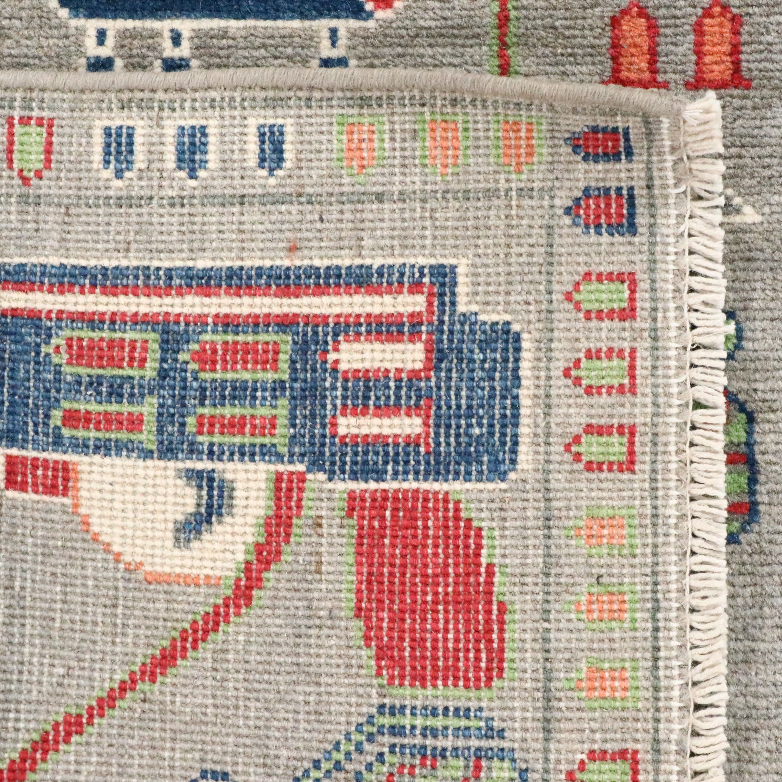 2'8 x 4'2 Hand-Knotted Afghan Pictorial War Accent Rug