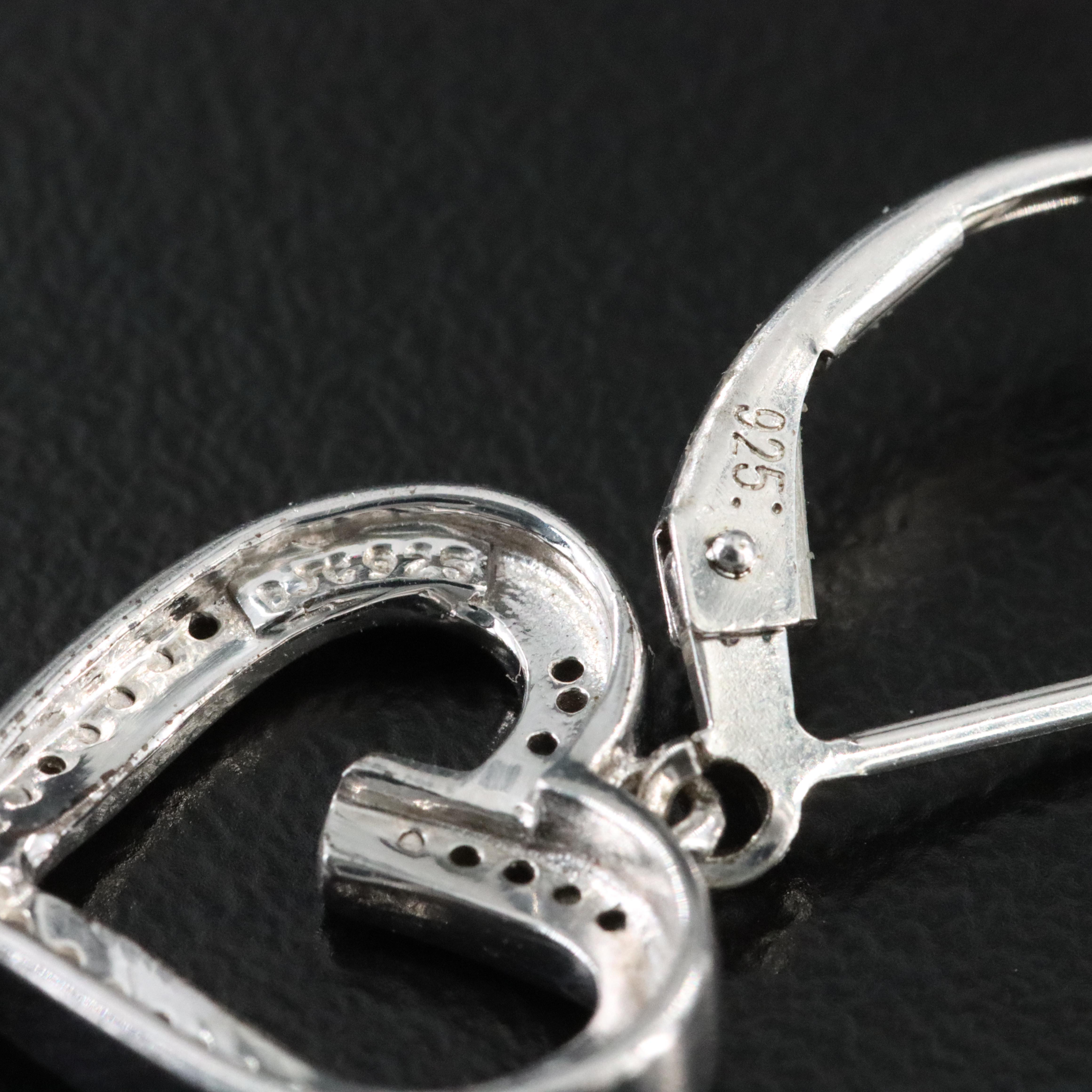 Sterling Diamond Heart Earrings