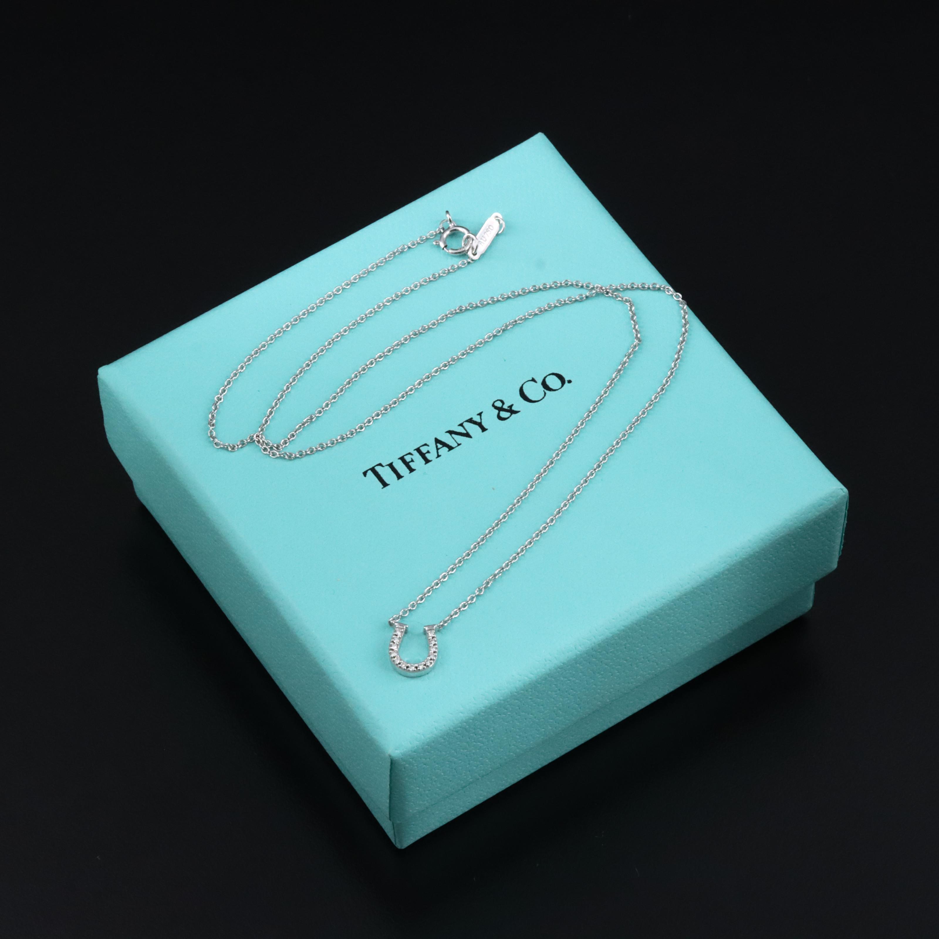 Tiffany & Co. 18K and Diamond Mini Horseshoe Necklace