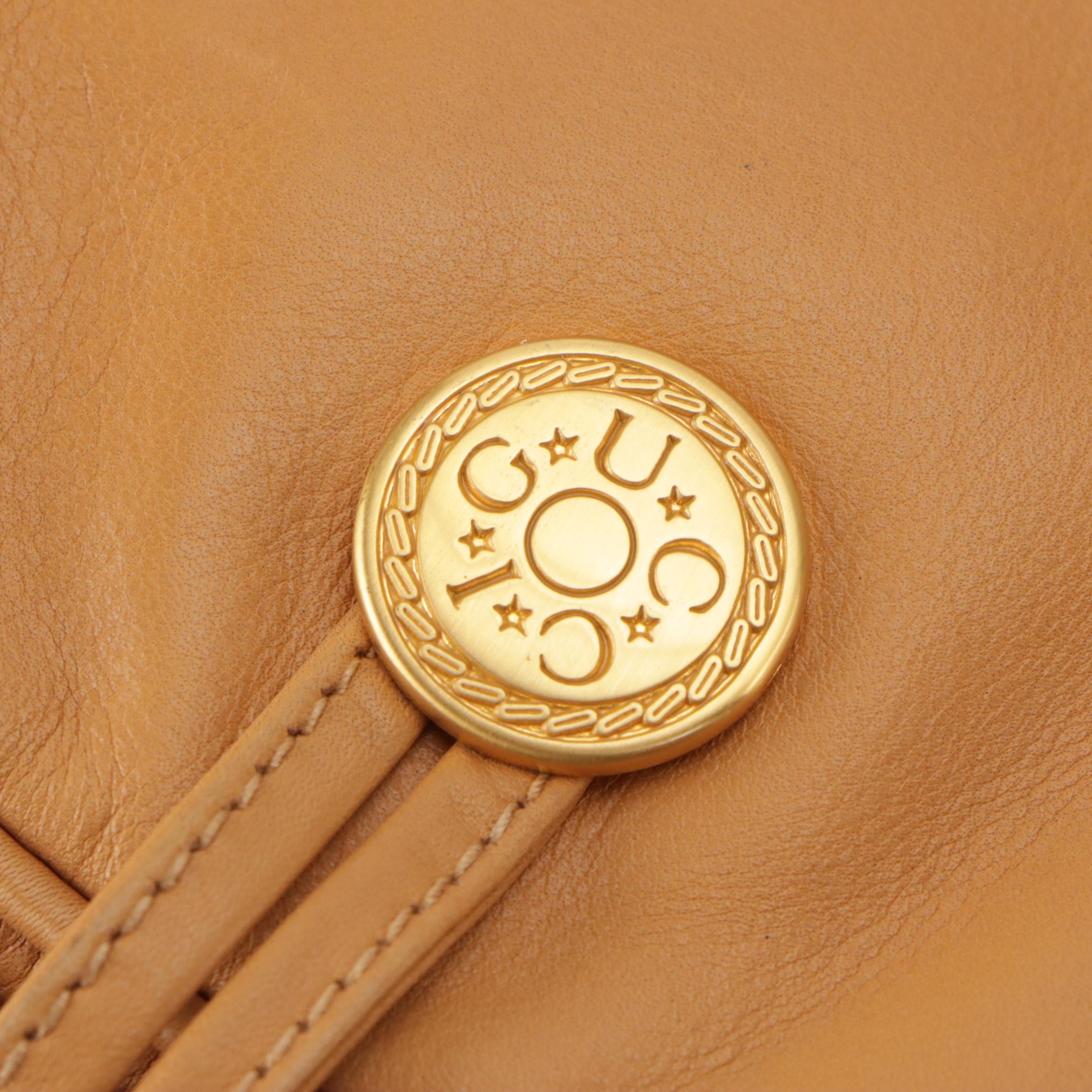 Gucci Large Fold Over Messenger Bag in Tan Leather