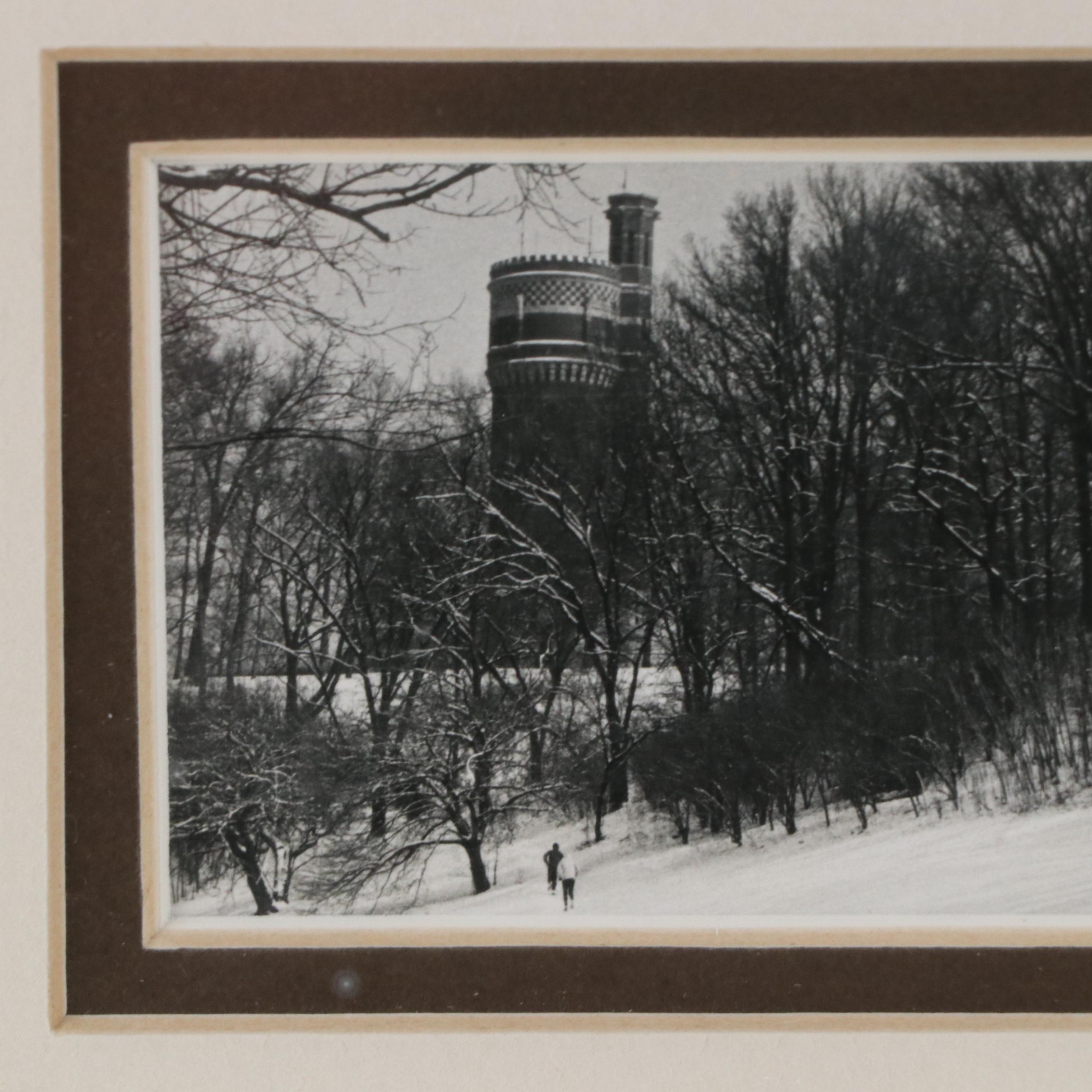 Landscape Photograph of Runners Near Eden Park Stand Pipe, Late 20th C.