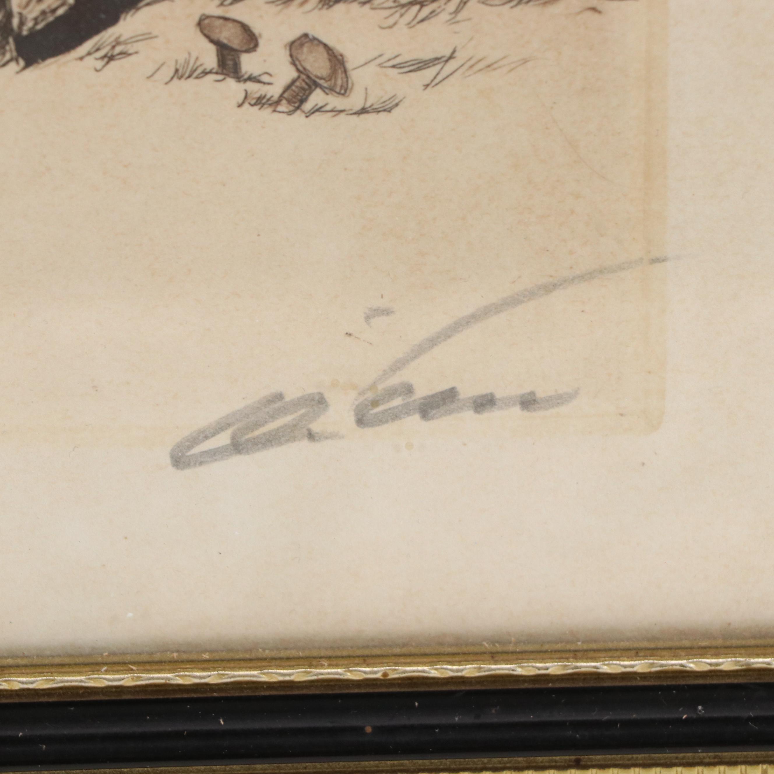 Boris O'Klein Etching À la Poupée with Aquatint Cartoon "W.C. Privé!"