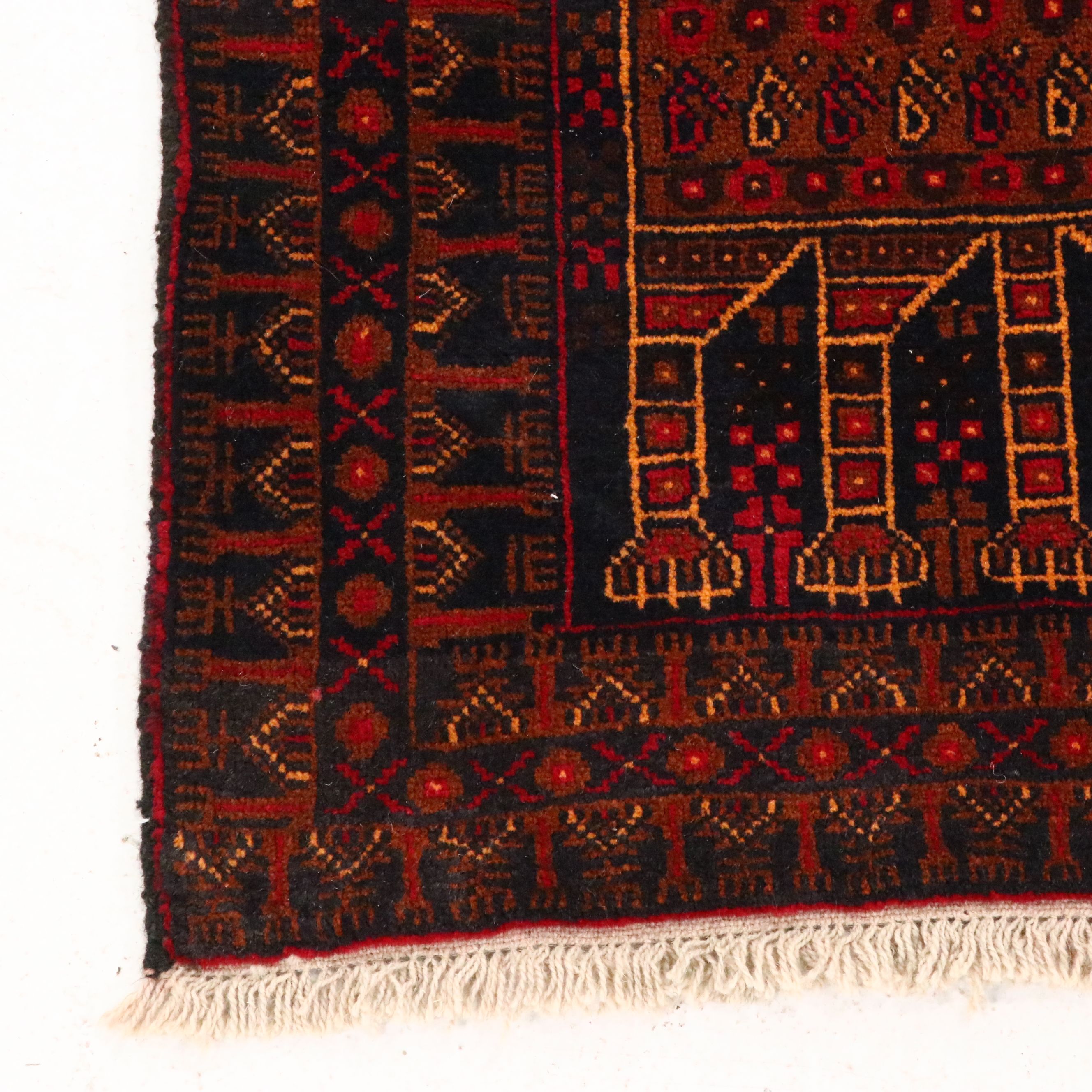 3'11 x 6'4 Hand-Knotted Afghan Pictorial Area Rug