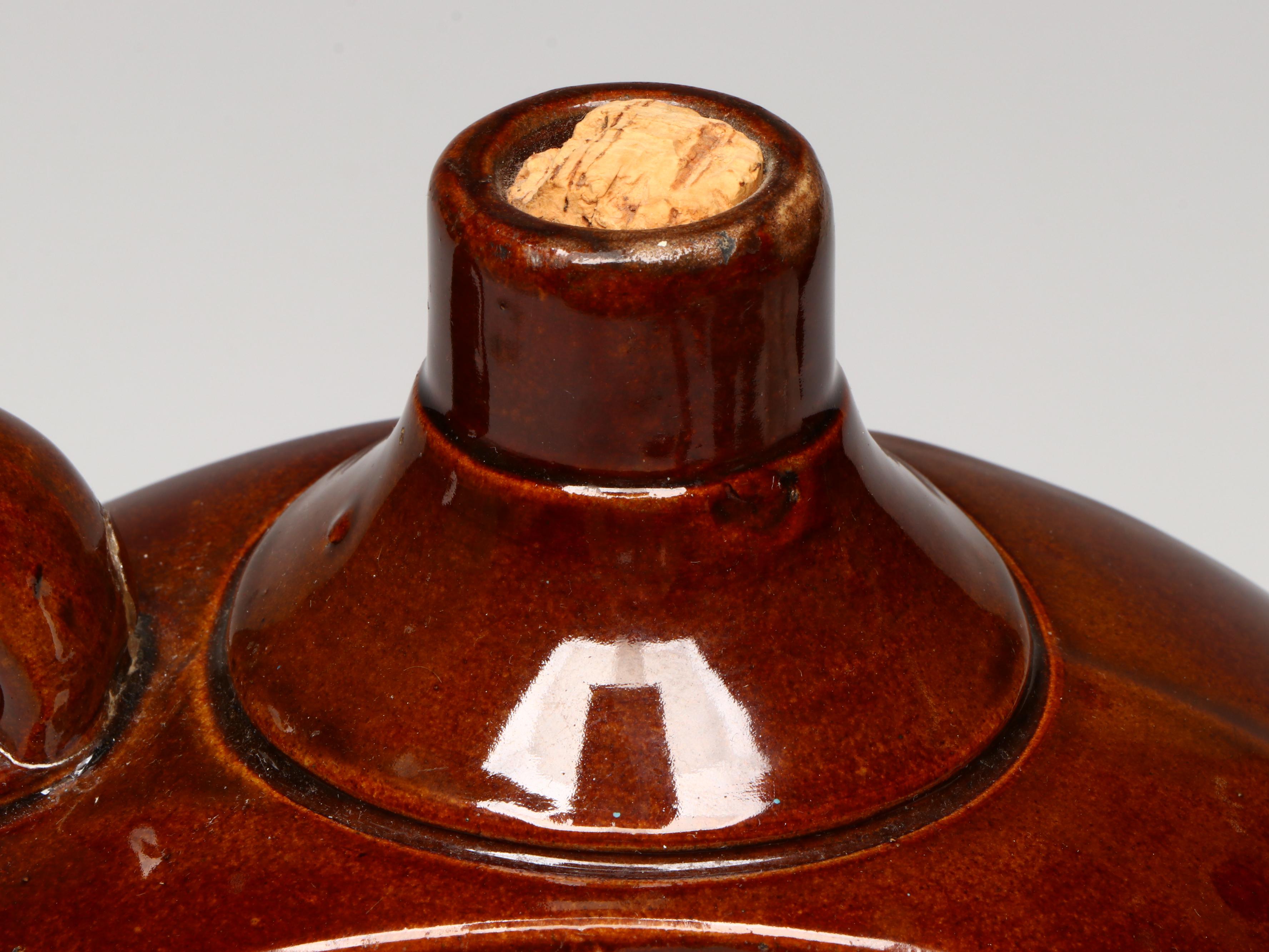 The George Bieler Sons Co, Brownware Brookfield Rye Canteen Shaped Decanter