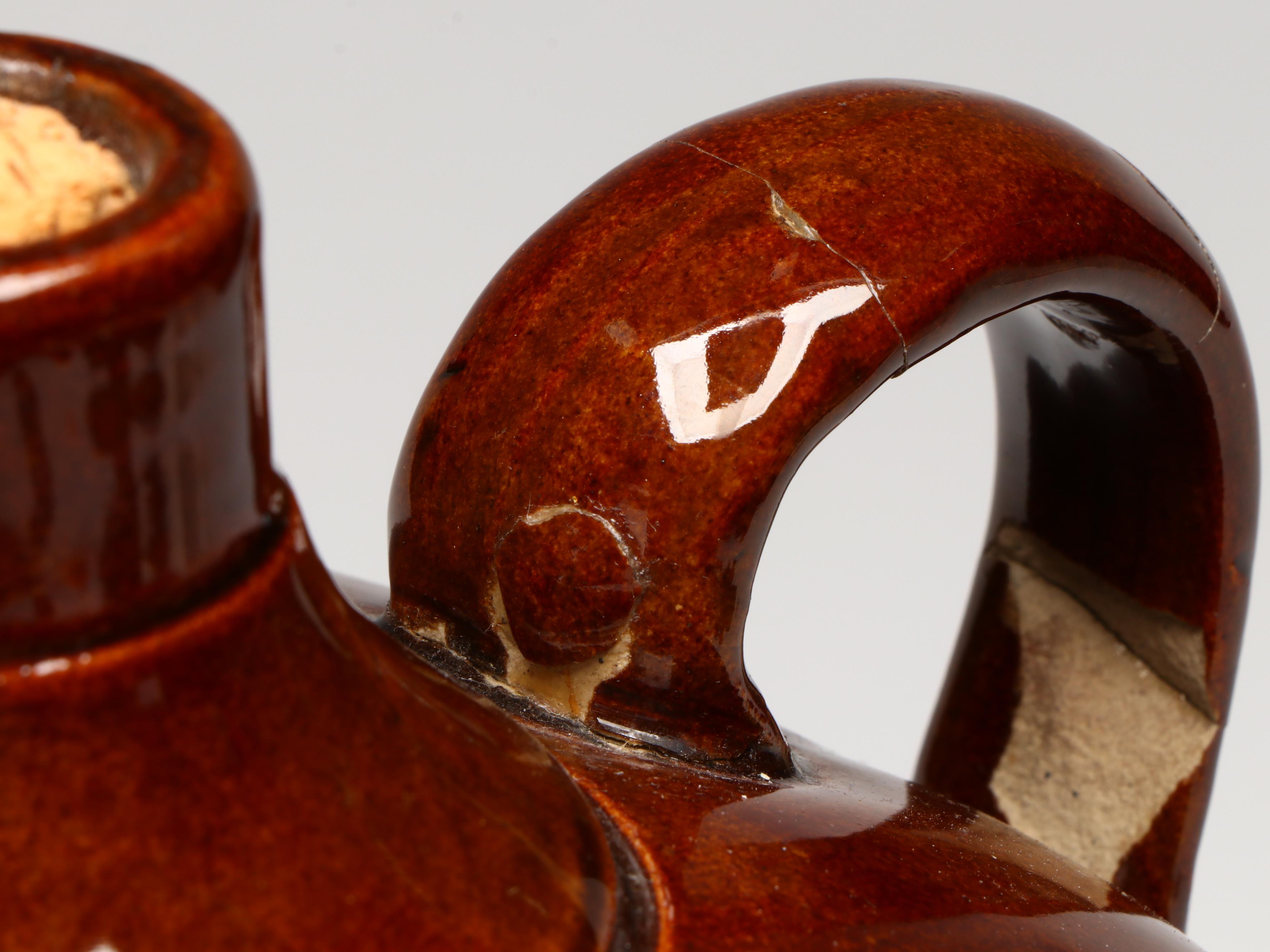 The George Bieler Sons Co, Brownware Brookfield Rye Canteen Shaped Decanter