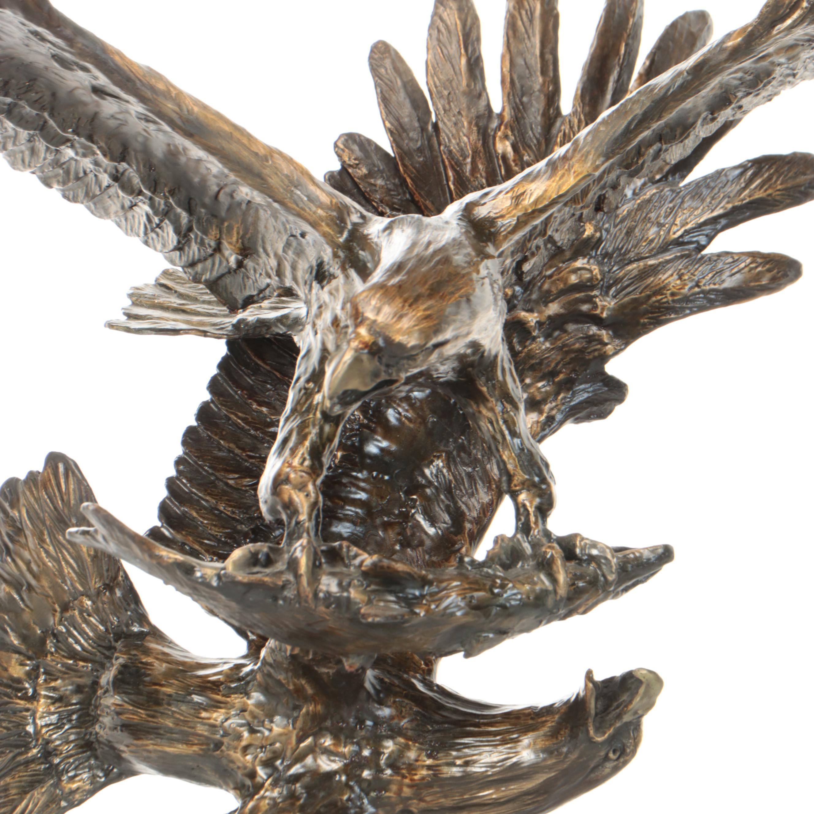 Carl Wagner Patinated Bronze Eagle Sculpture "Fishing"