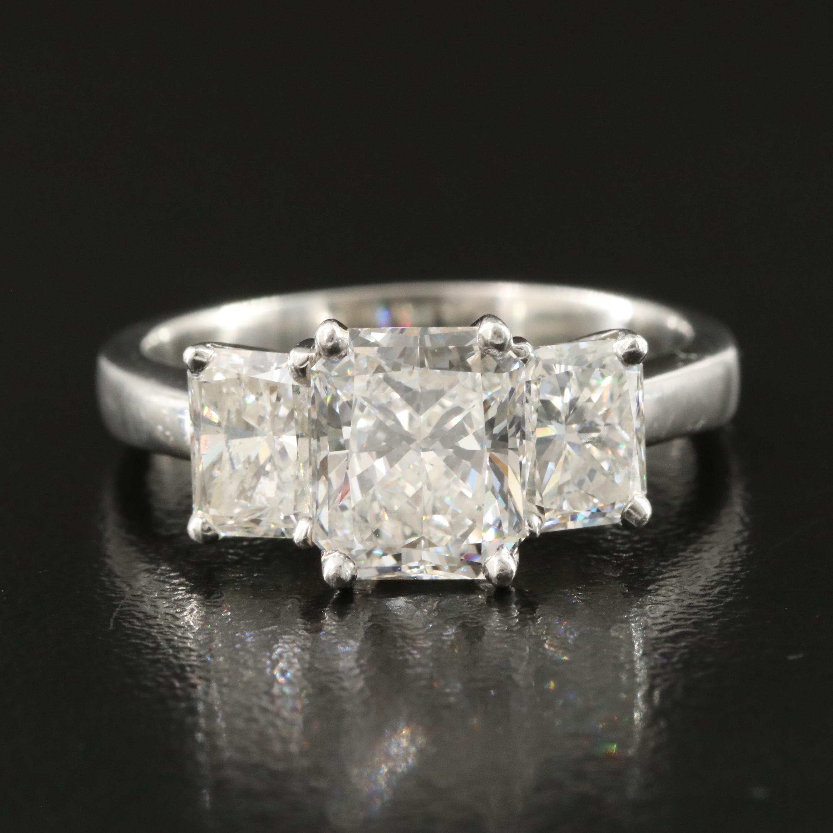 Platinum 4.04 CTW Diamond Ring with GIA Report