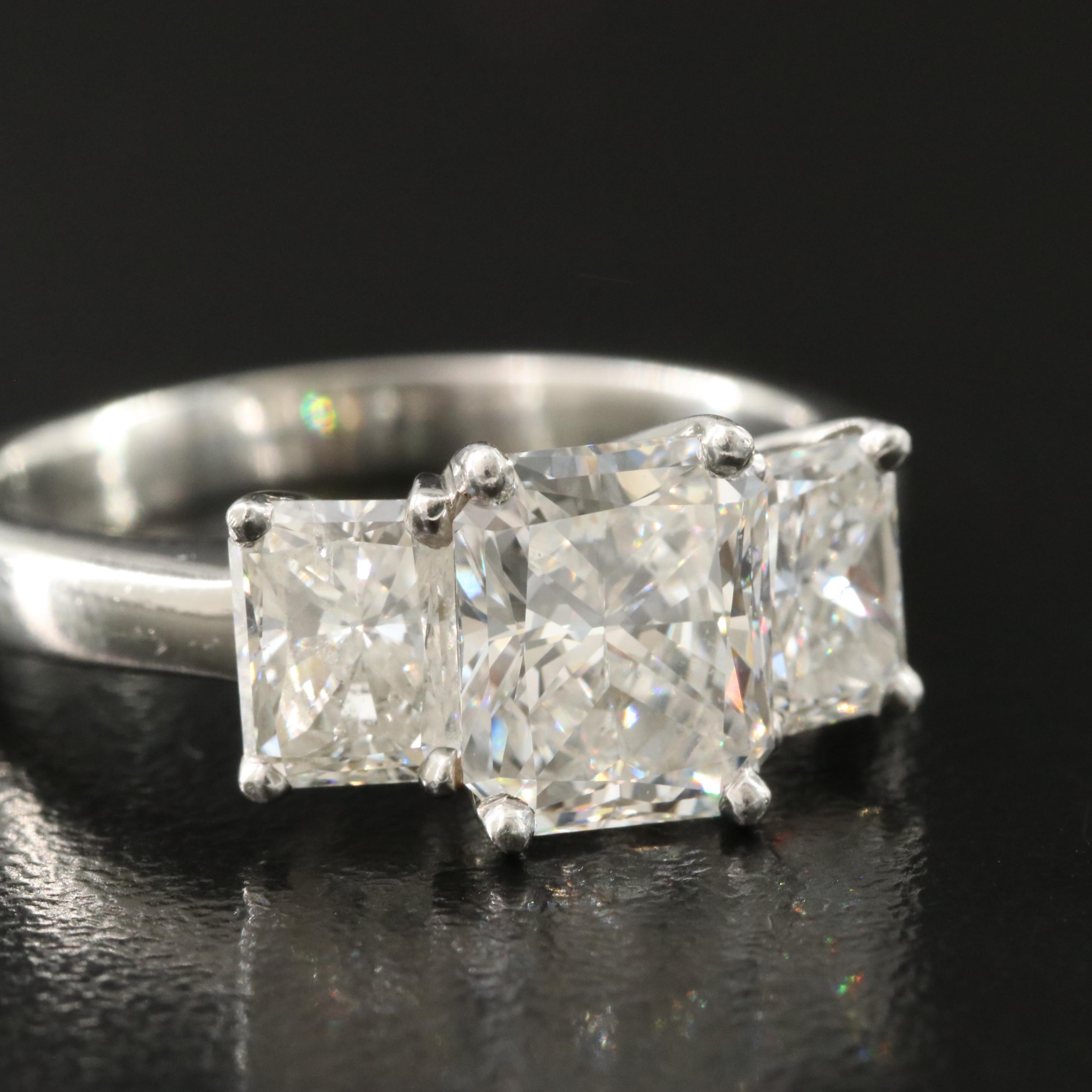 Platinum 4.04 CTW Diamond Ring with GIA Report