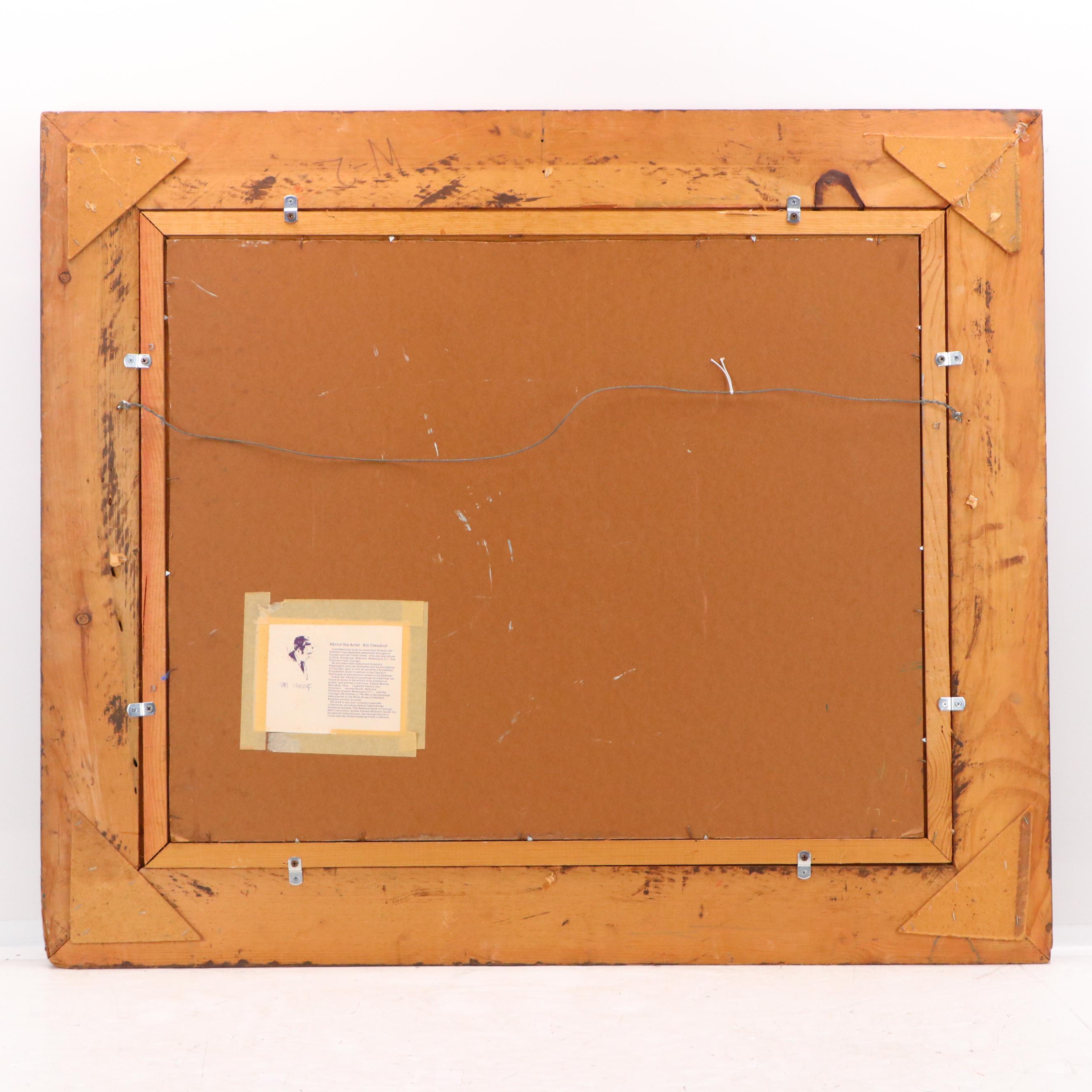 Bill Olendorf Oil Painting with Street Scene, Late 20th Century