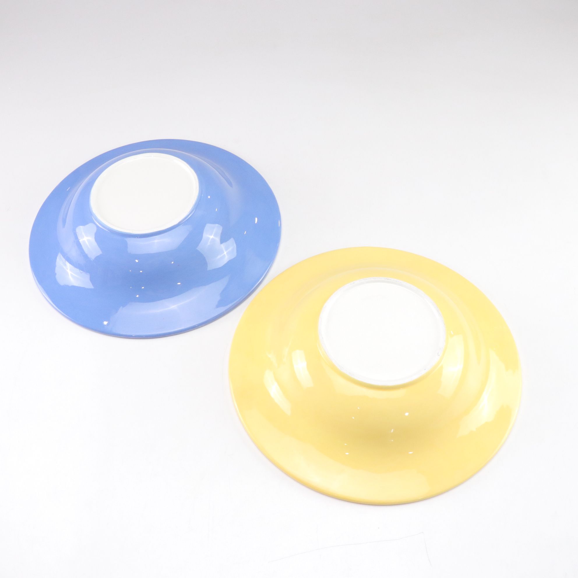 Periwinkle and Yellow Hand-Decorated Raised Flower Motif Dinnerware Set