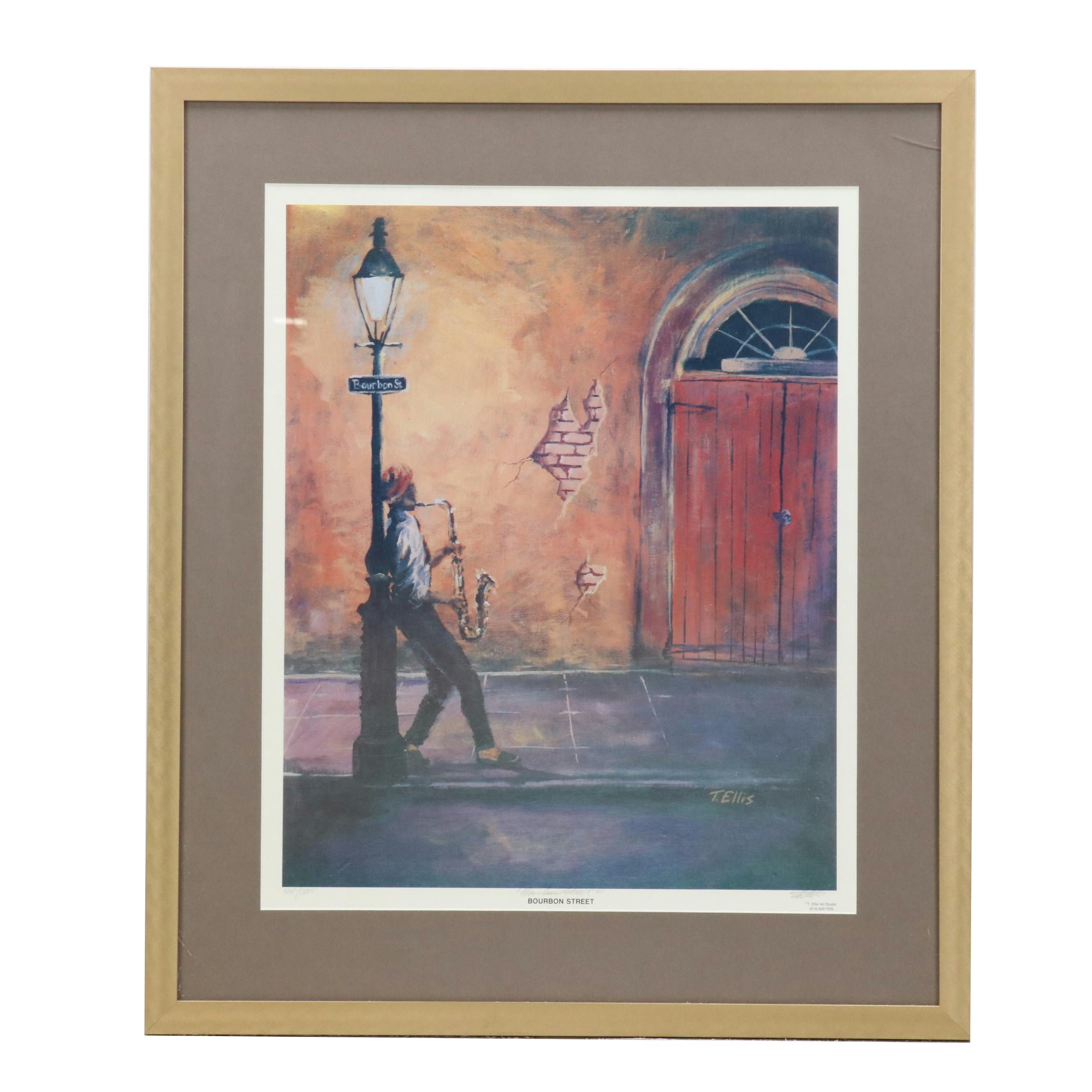 Ted Ellis Offset Lithograph "Bourbon Street"