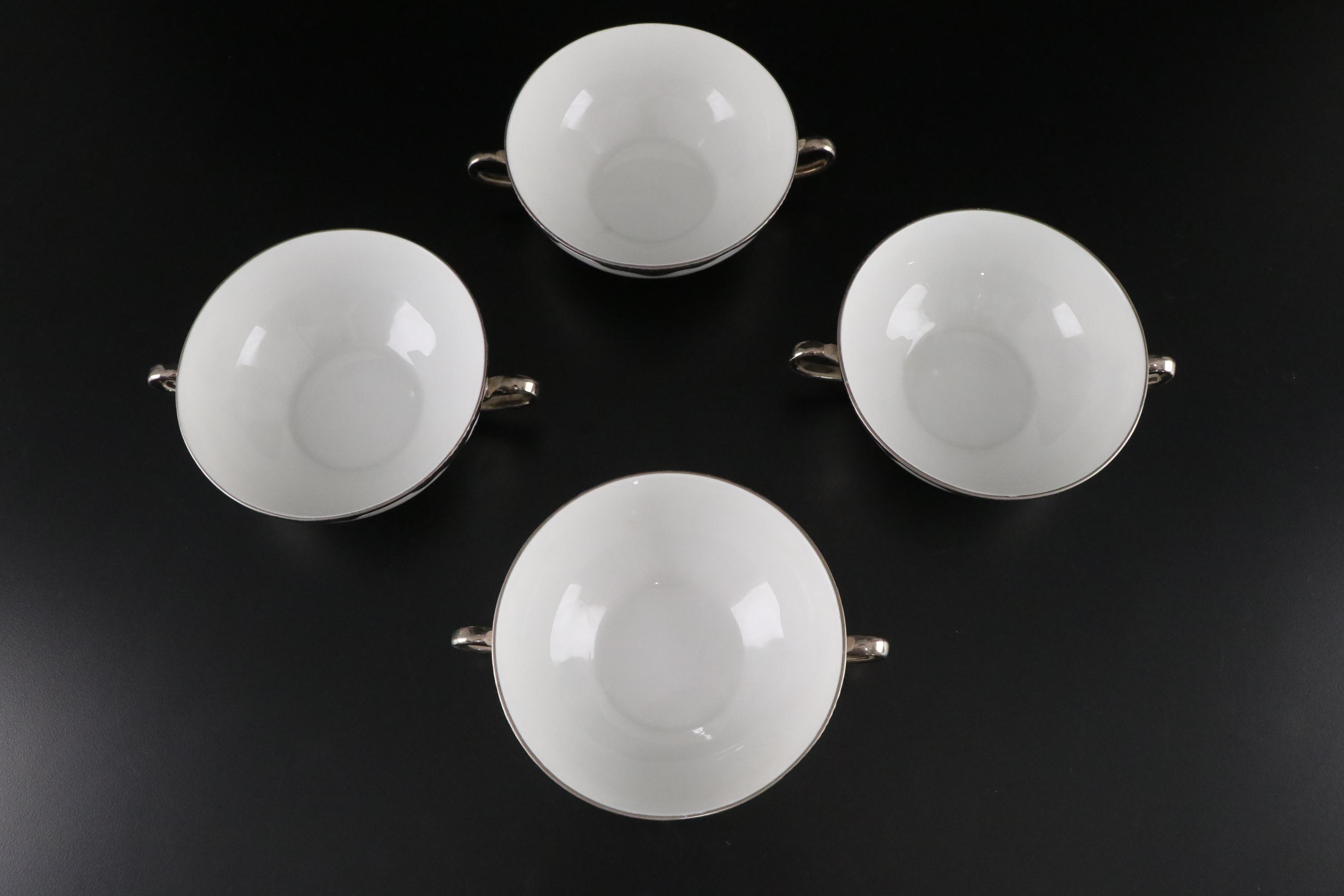 Thomas Bavaria Platinum Scallop Trim Dinnerware & Serving Set, Early-Mid 20th C.